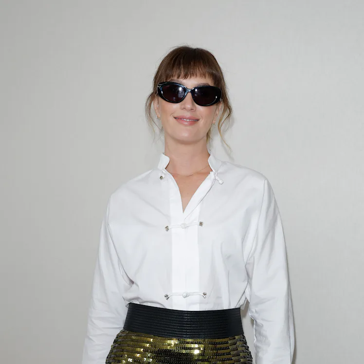 Leighton Meester at the Max Mara fashion show as a part of Milan RTW Spring/Summer 2027 fashion week...
