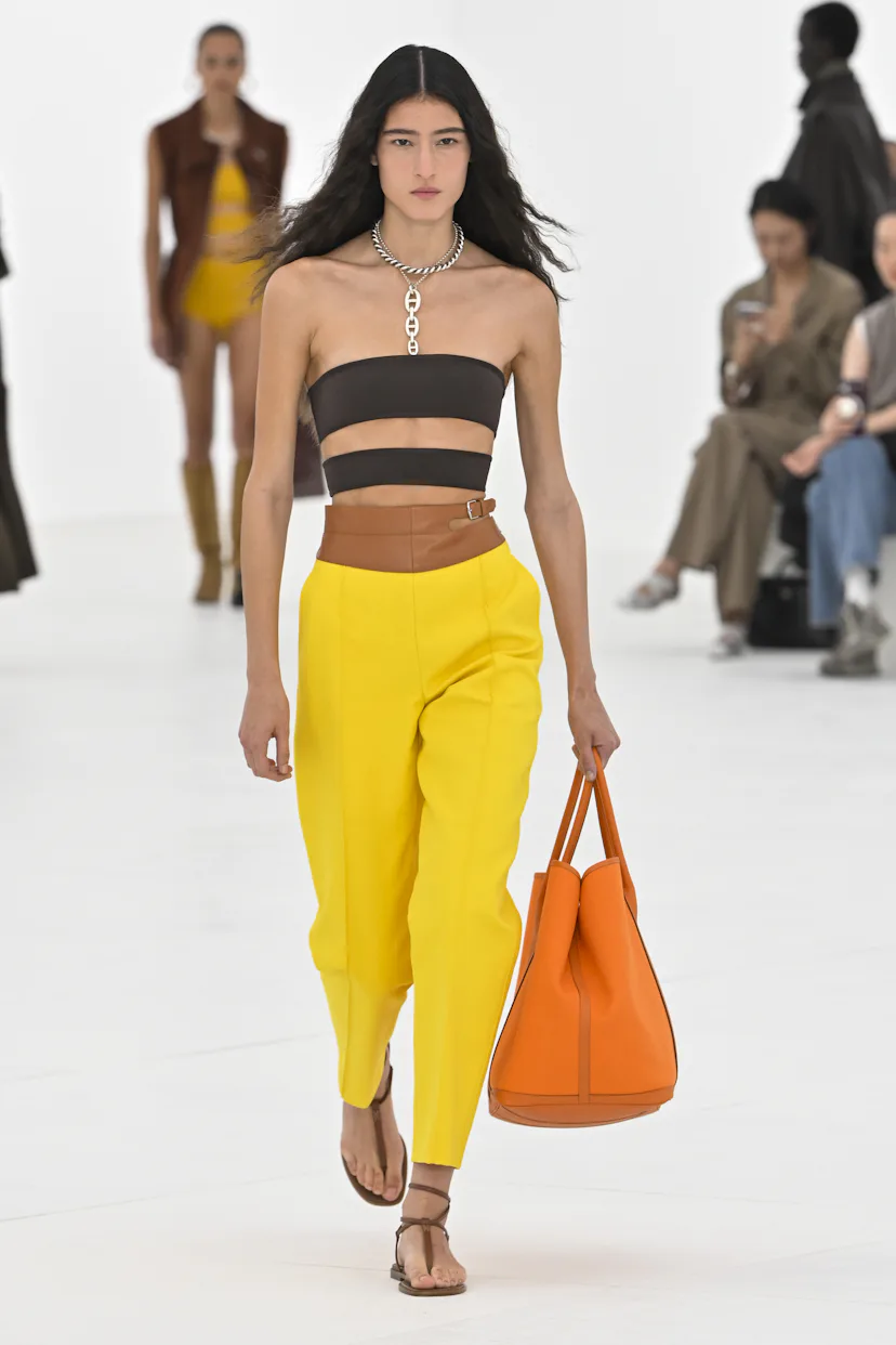 A model walks the runway during the Hermes Ready to Wear Spring/Summer 2027 fashion show