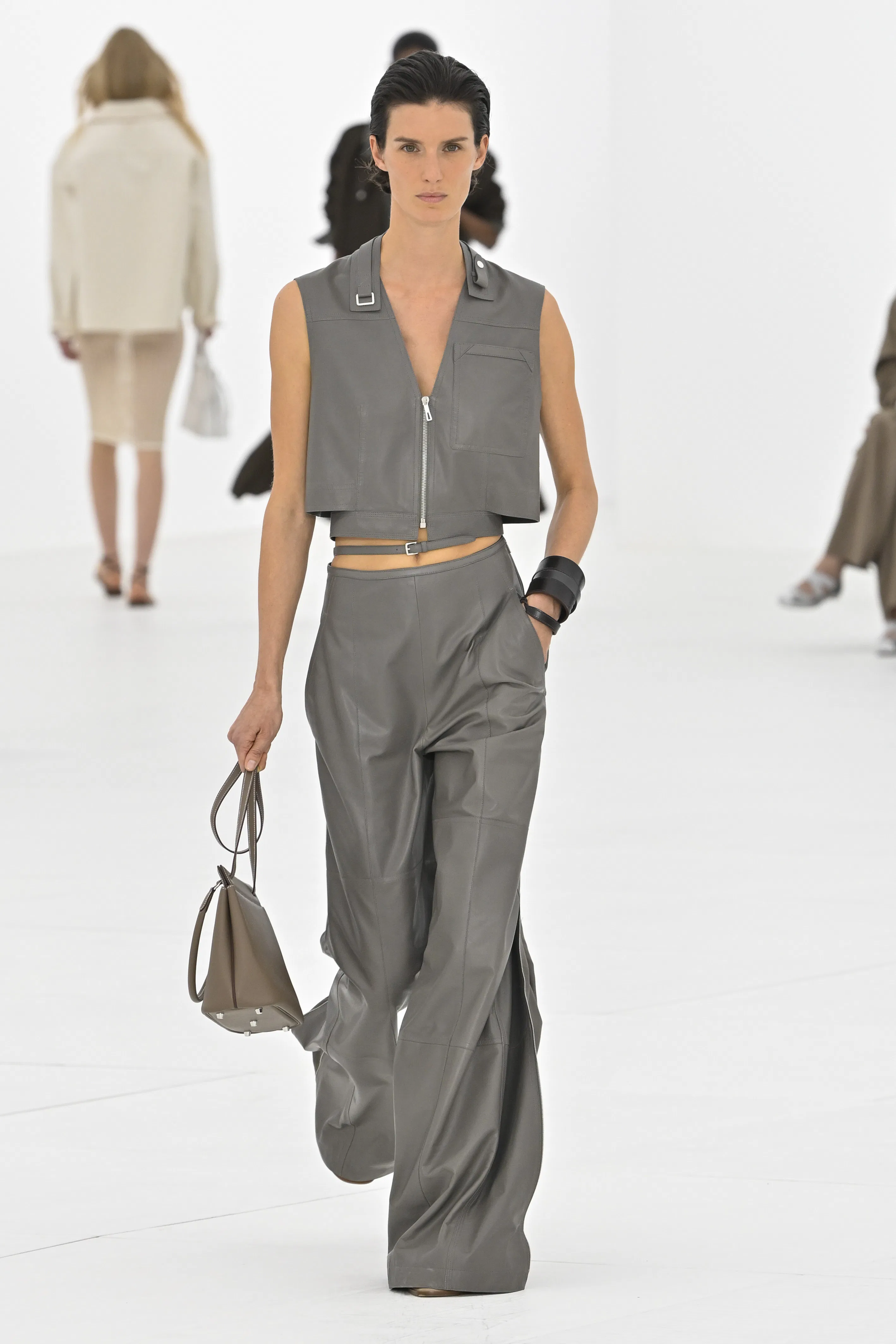 A model walks the runway during the Hermes Ready to Wear Spring/Summer 2027 fashion show 