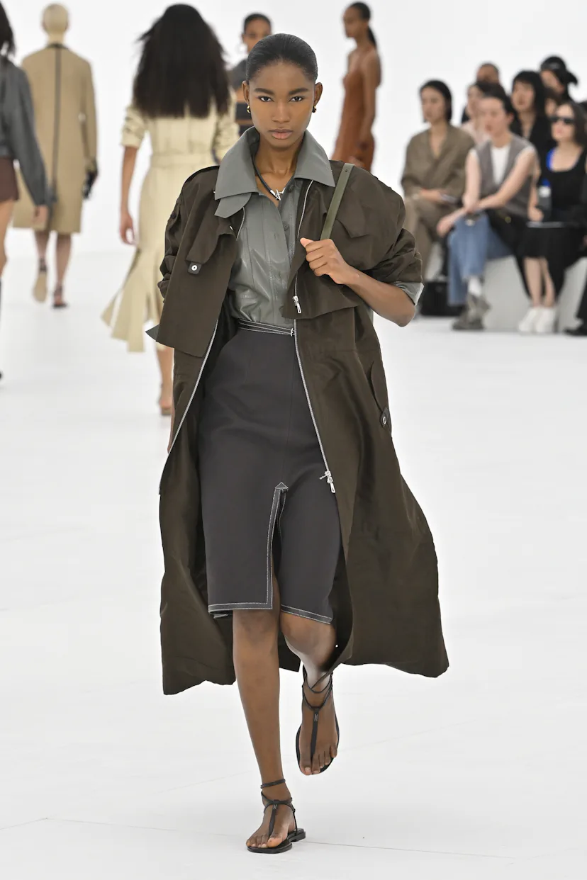 A model walks the runway during the Hermes Ready to Wear Spring/Summer 2027 fashion show