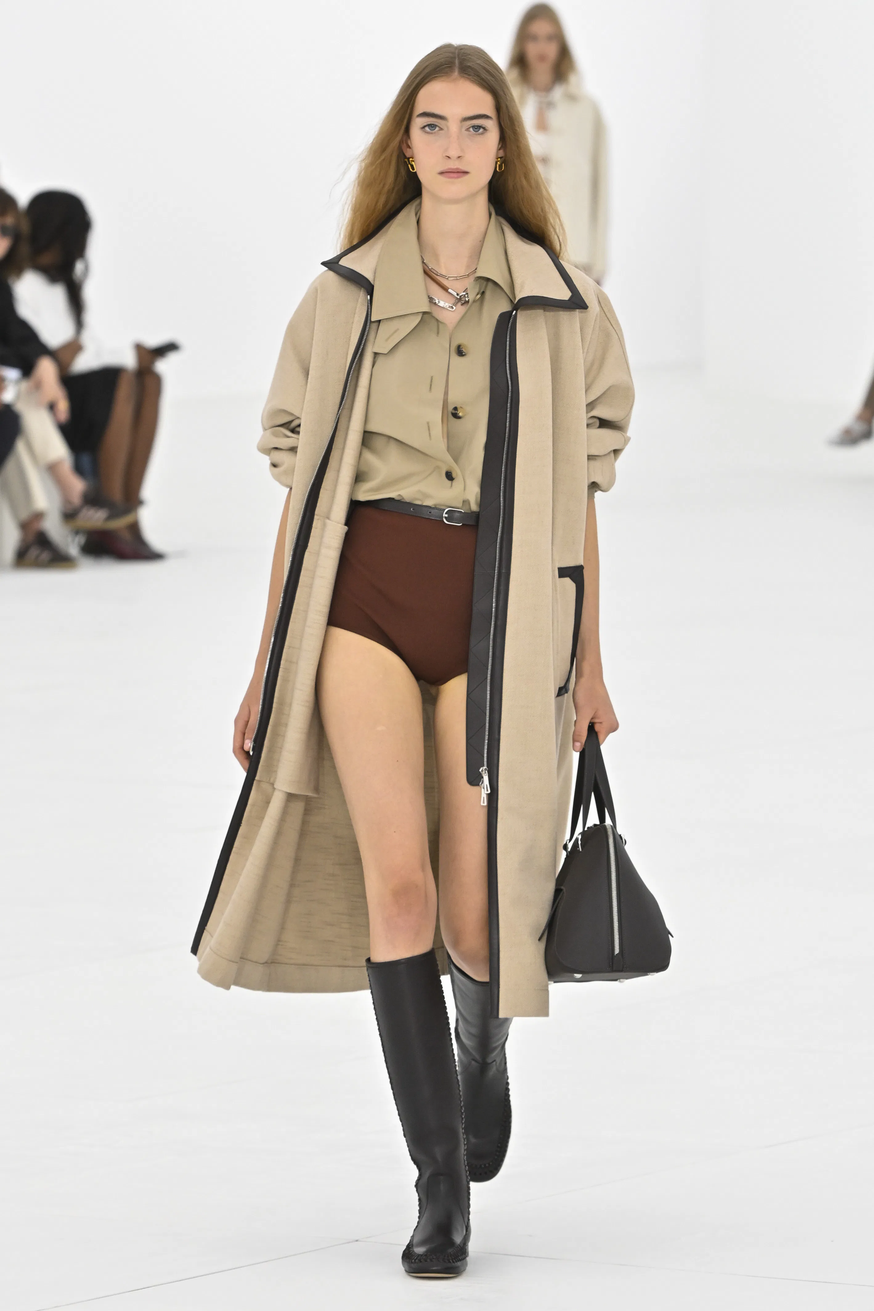 A model walks the runway during the Hermes Ready to Wear Spring/Summer 2027 fashion show 
