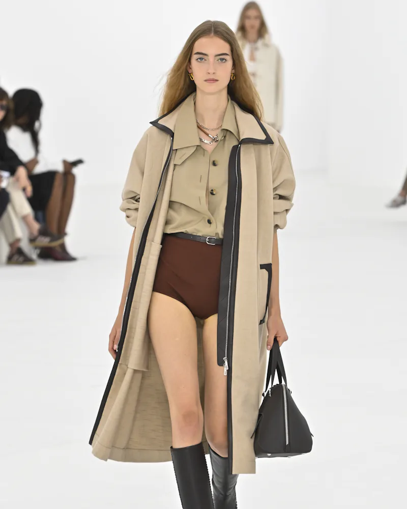 A model walks the runway during the Hermes Ready to Wear Spring/Summer 2027 fashion show
