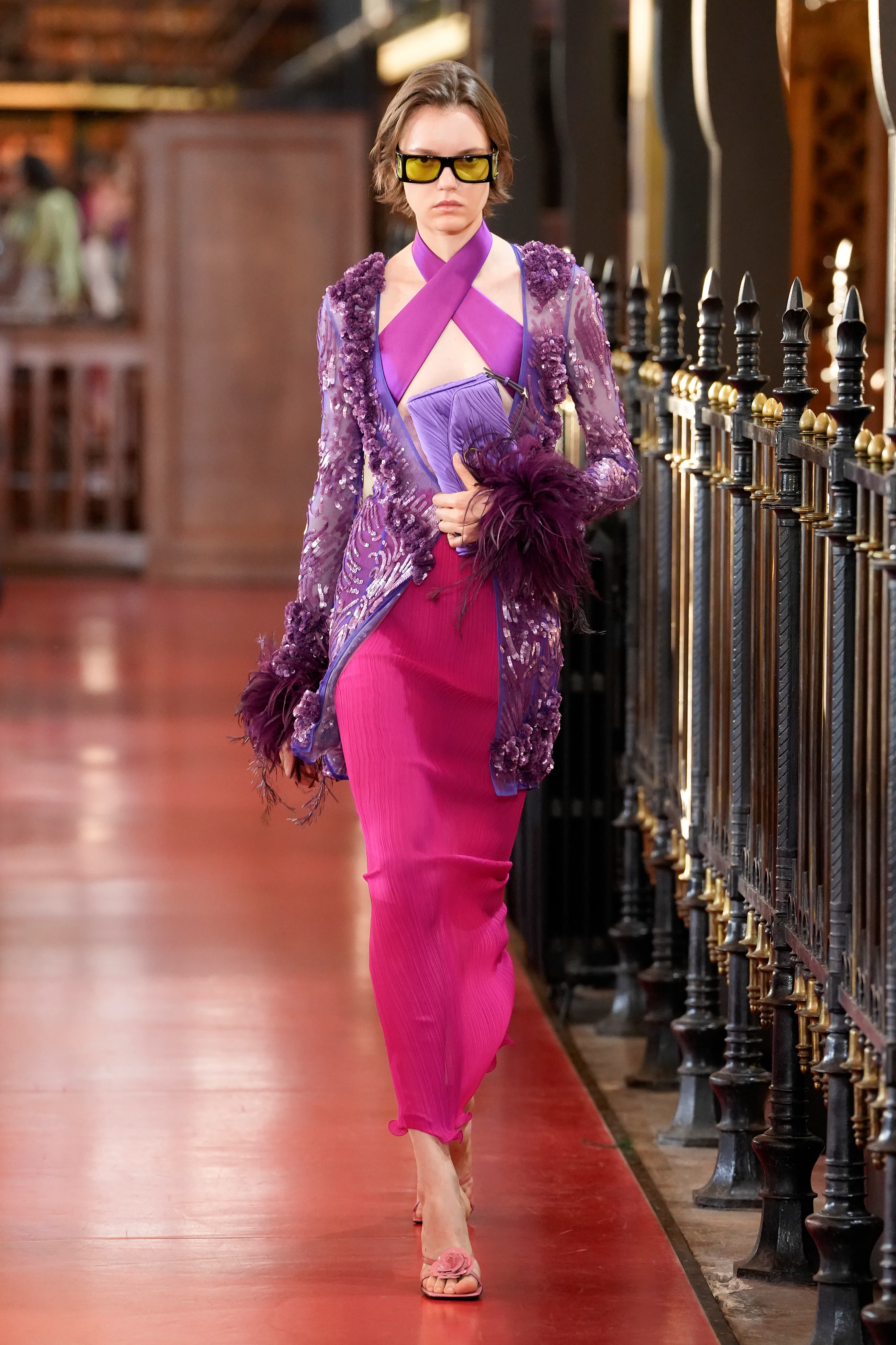  A model walks the runway during the Valentino Womenswear Spring/Summer 2027 show as part of Paris F...