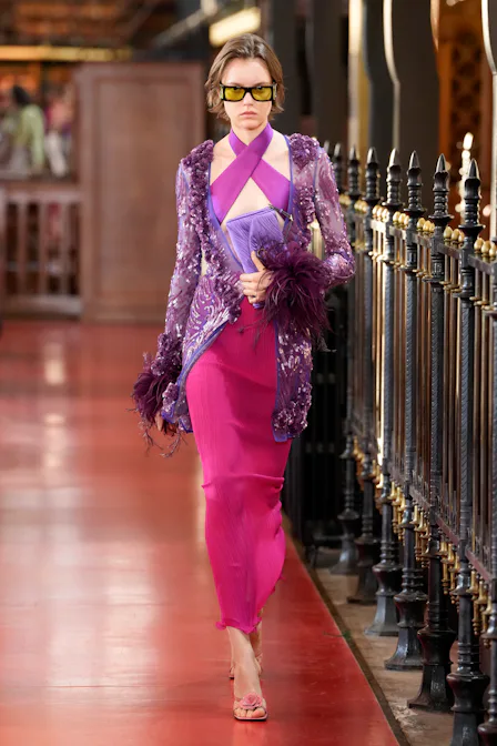 A model walks the runway during the Valentino Womenswear Spring/Summer 2027 show as part of Paris F...