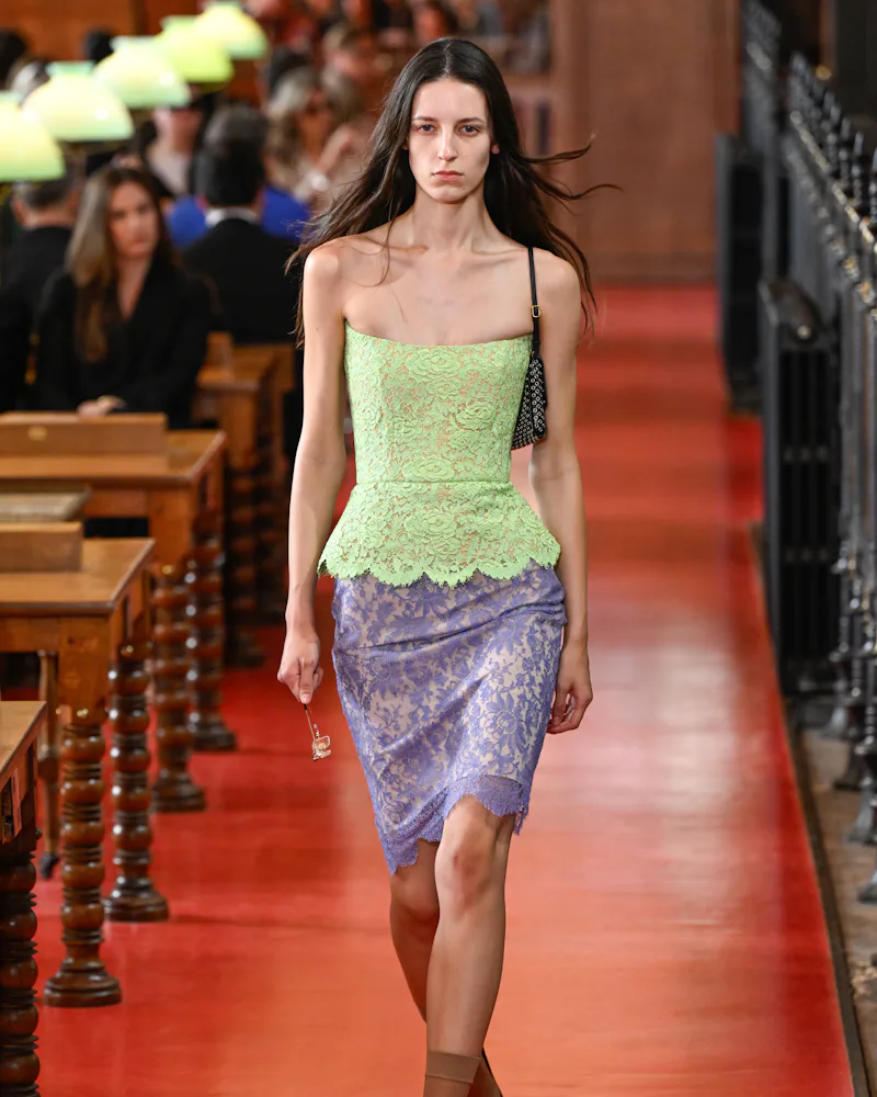 Model on the runway at the Valentino fashion show as part of Paris RTW Spring/Summer 2027 fashion we...