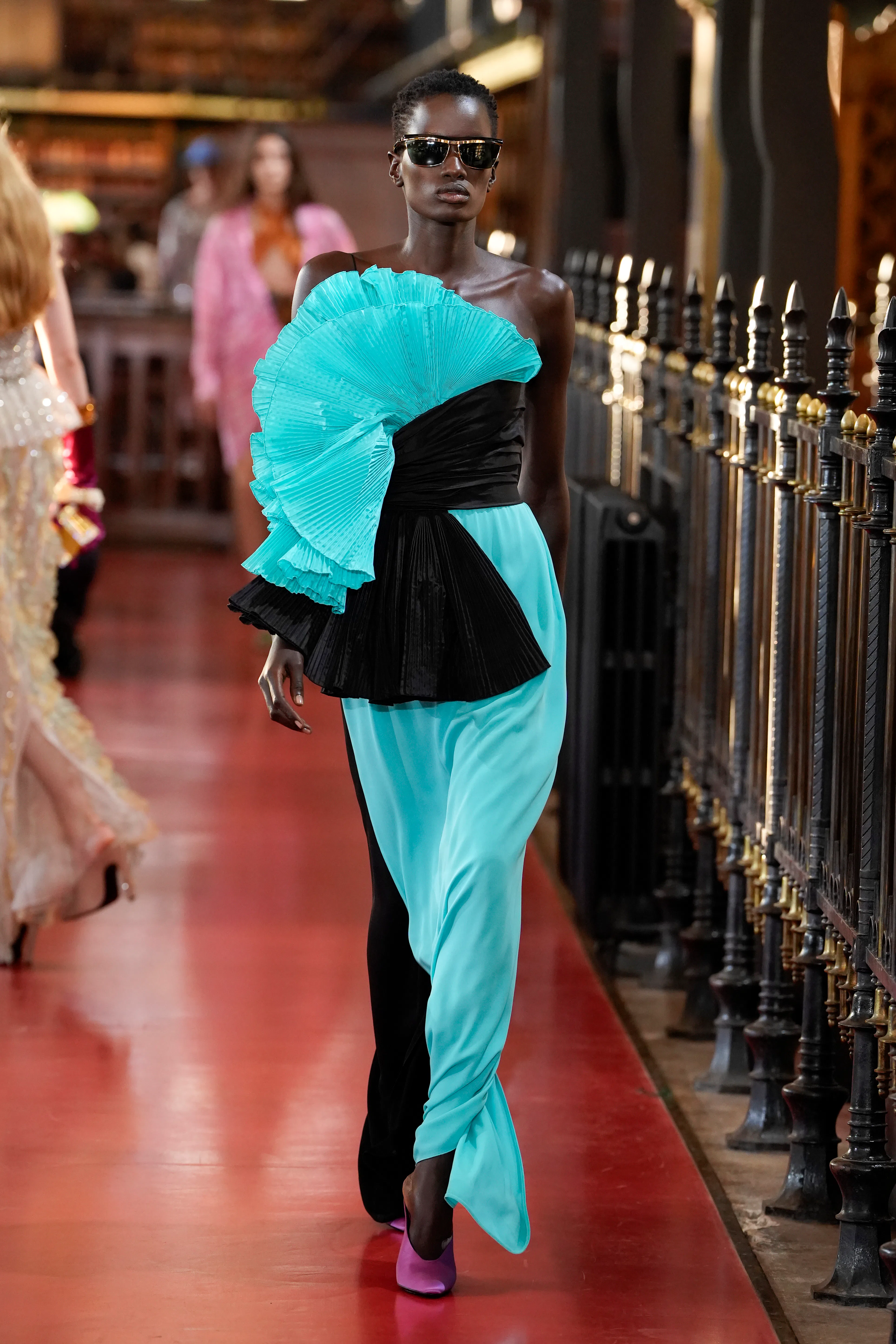 A model walks the runway during the Valentino Womenswear Spring/Summer 2027 show as part of Paris Fa...