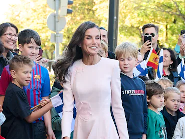 HELSINKI, FINLAND - OCTOBER 06: Queen Letizia of Spain visits the Käpylä school on day two of the S...