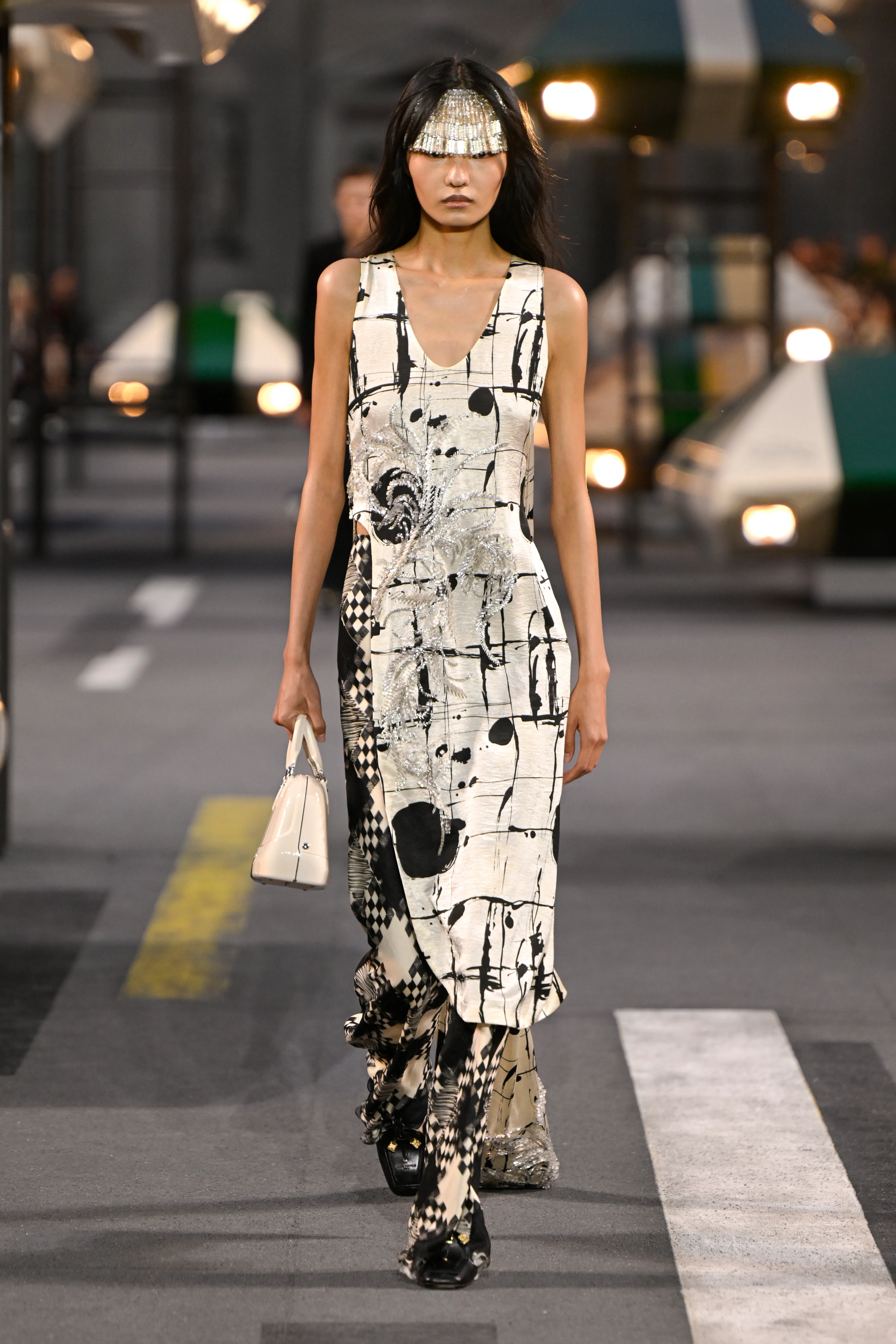 Model on the runway at the Louis Vuitton fashion show as part of Paris RTW Spring/Summer 2027 fashio...