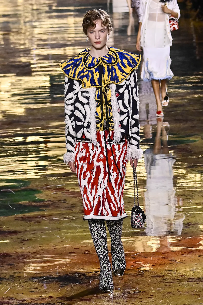 PARIS, FRANCE - OCTOBER 05: A model walks the runway during the Chanel Ready to Wear Spring/Summer 2...