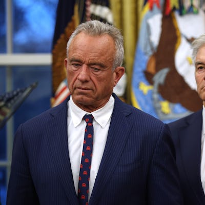 U.S. Secretary of Health and Human Services Robert F. Kennedy Jr. (L) and Administrator for the Centers for Medicare & Medicaid Services Mehmet Oz (R) look on in the Oval Office at the White House on January 29, 2026 in Washington, DC. U.S.