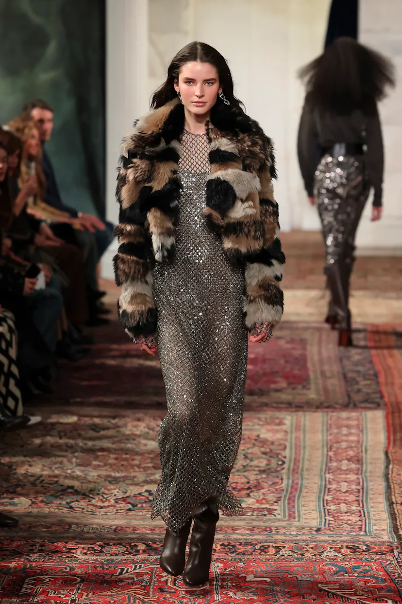 A model walks the runway during the Ralph Lauren Fall 2026 Collection fashion show