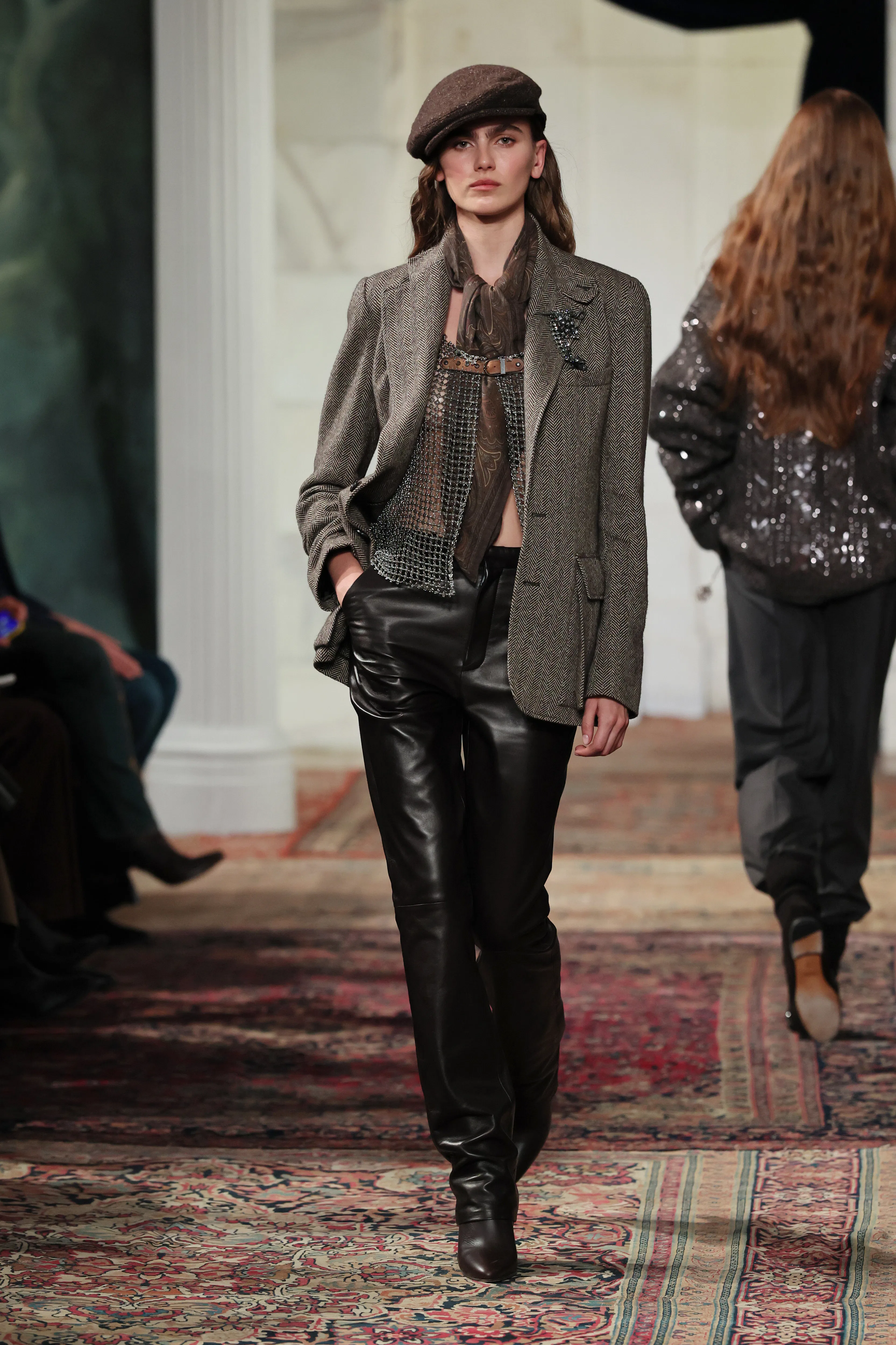 Mia Armstrong walks the runway for the Ralph Lauren fashion show 