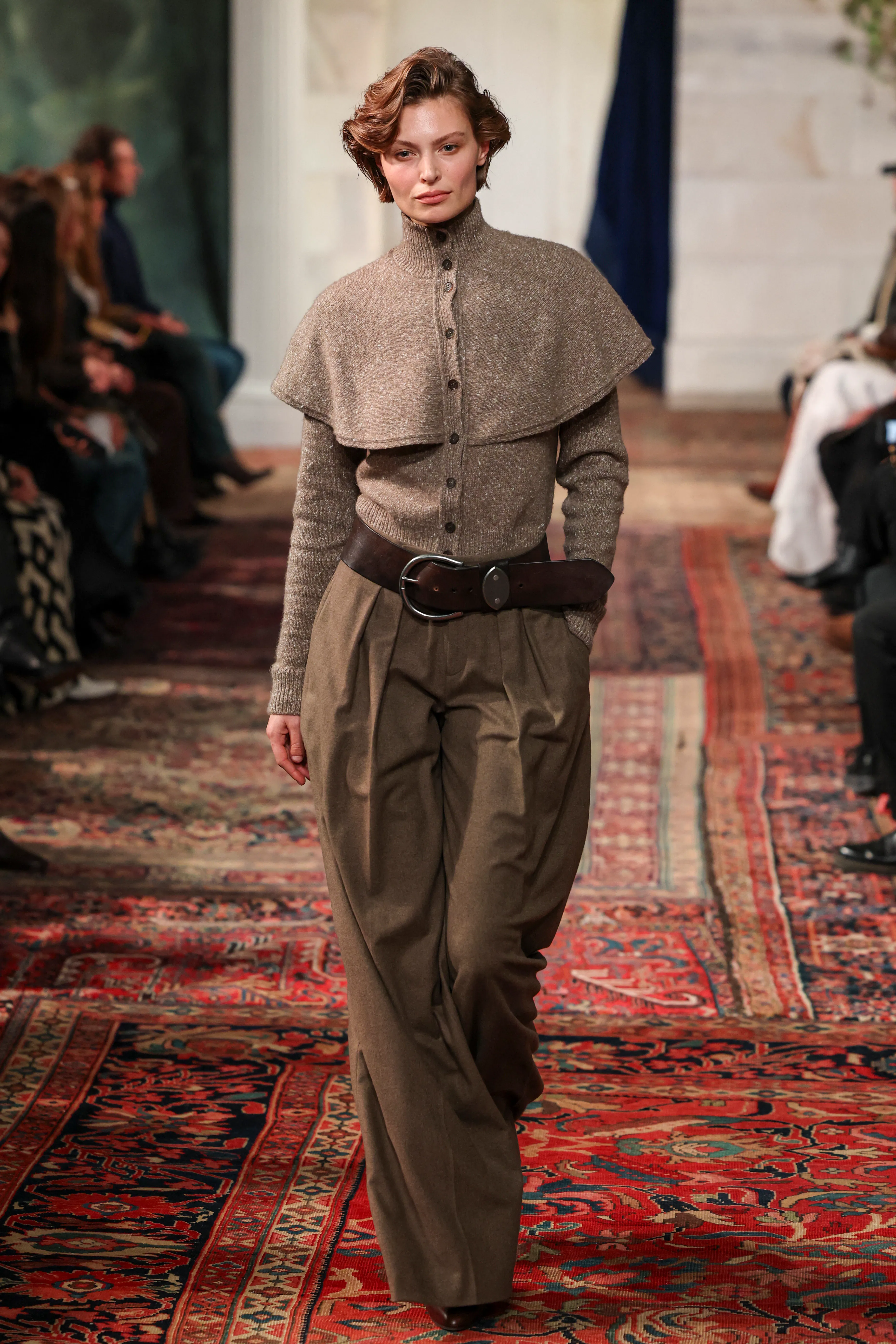 A model walks the runway during the Ralph Lauren Fall 2026 Collection fashion show