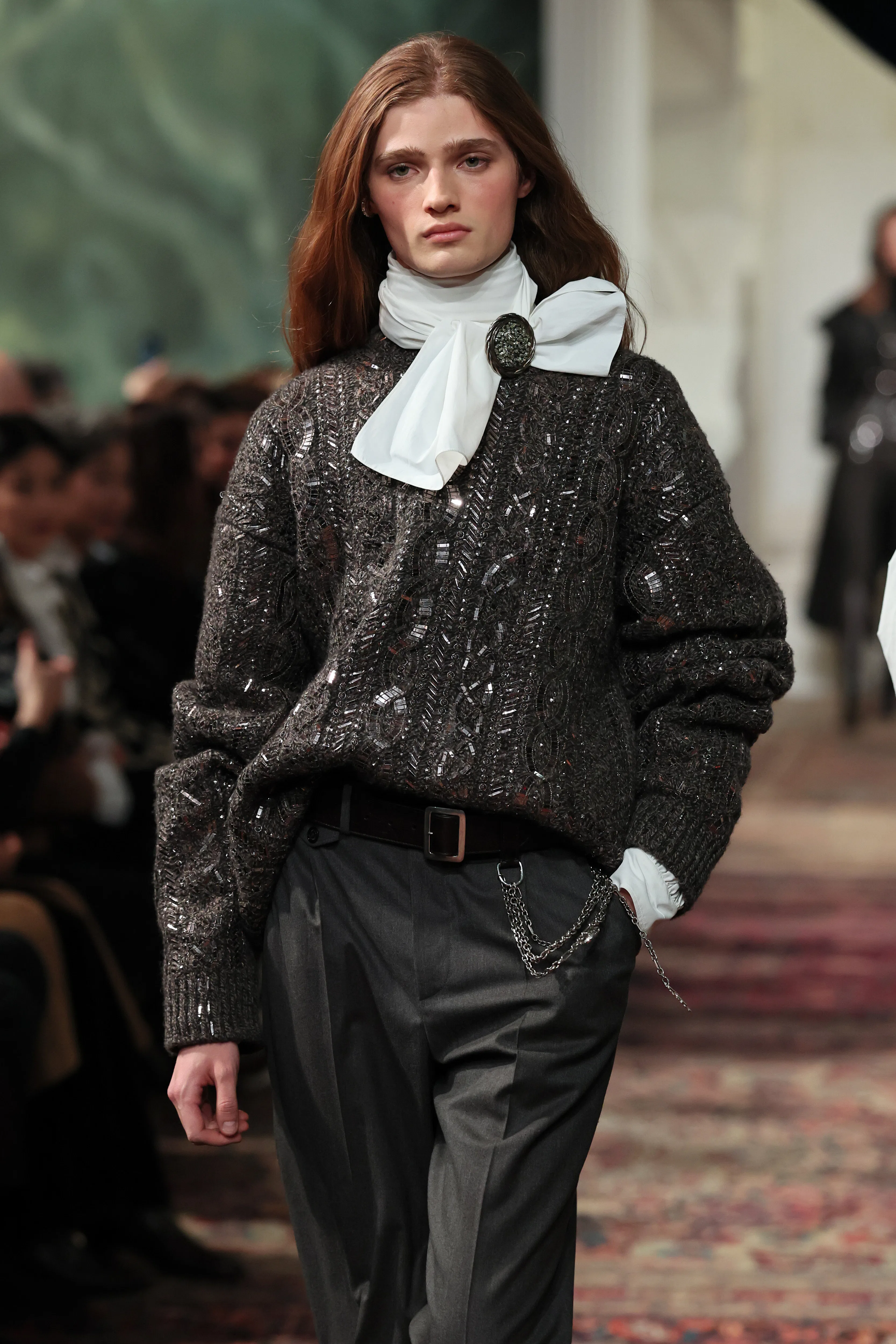 Yura Romaniuk walks the runway for the Ralph Lauren fashion show 