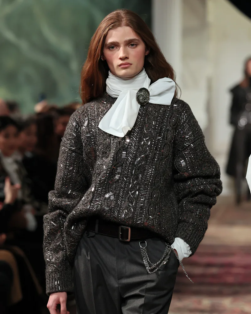 Yura Romaniuk walks the runway for the Ralph Lauren fashion show