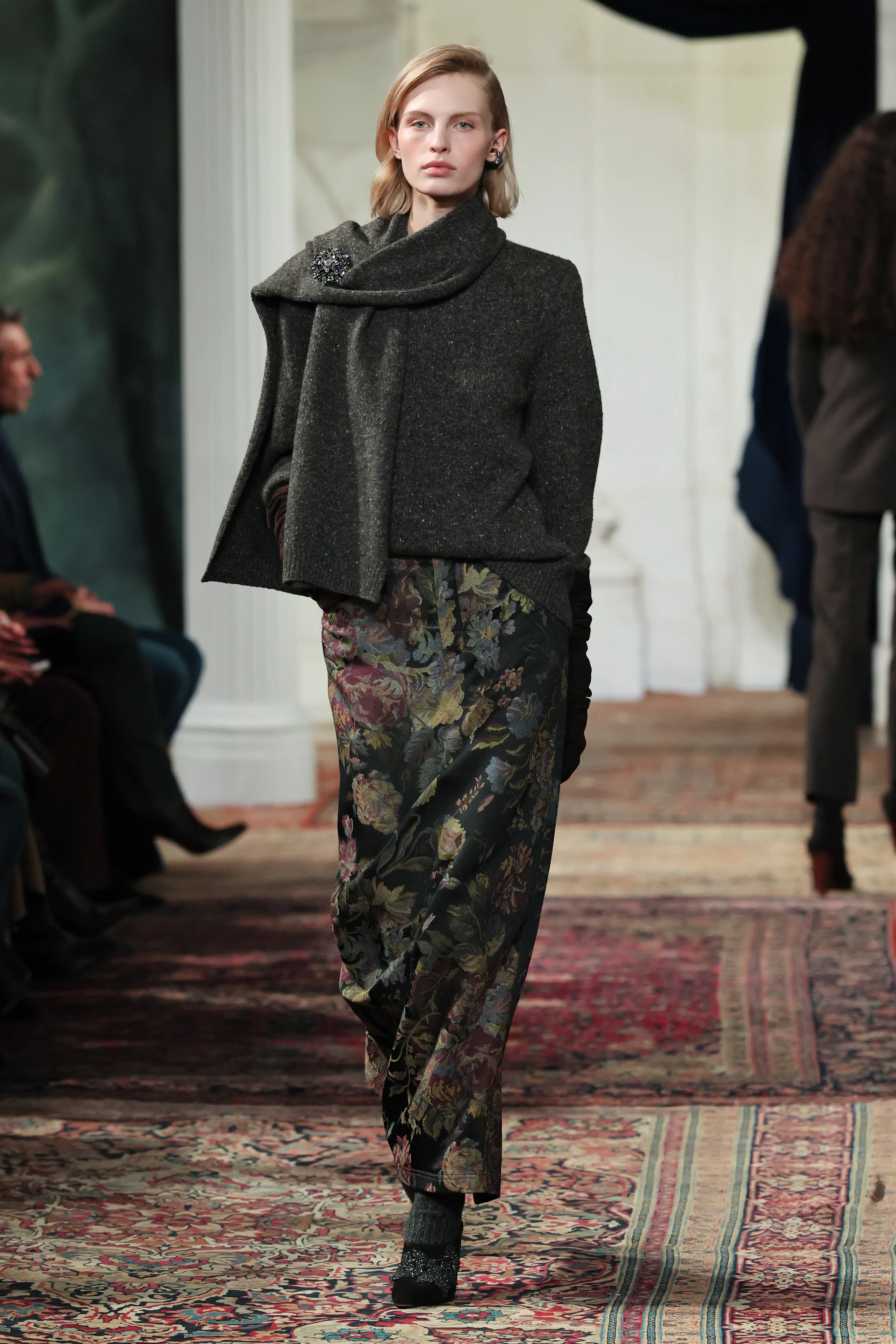 Karolina Spakowski walks the runway for the Ralph Lauren fashion show 