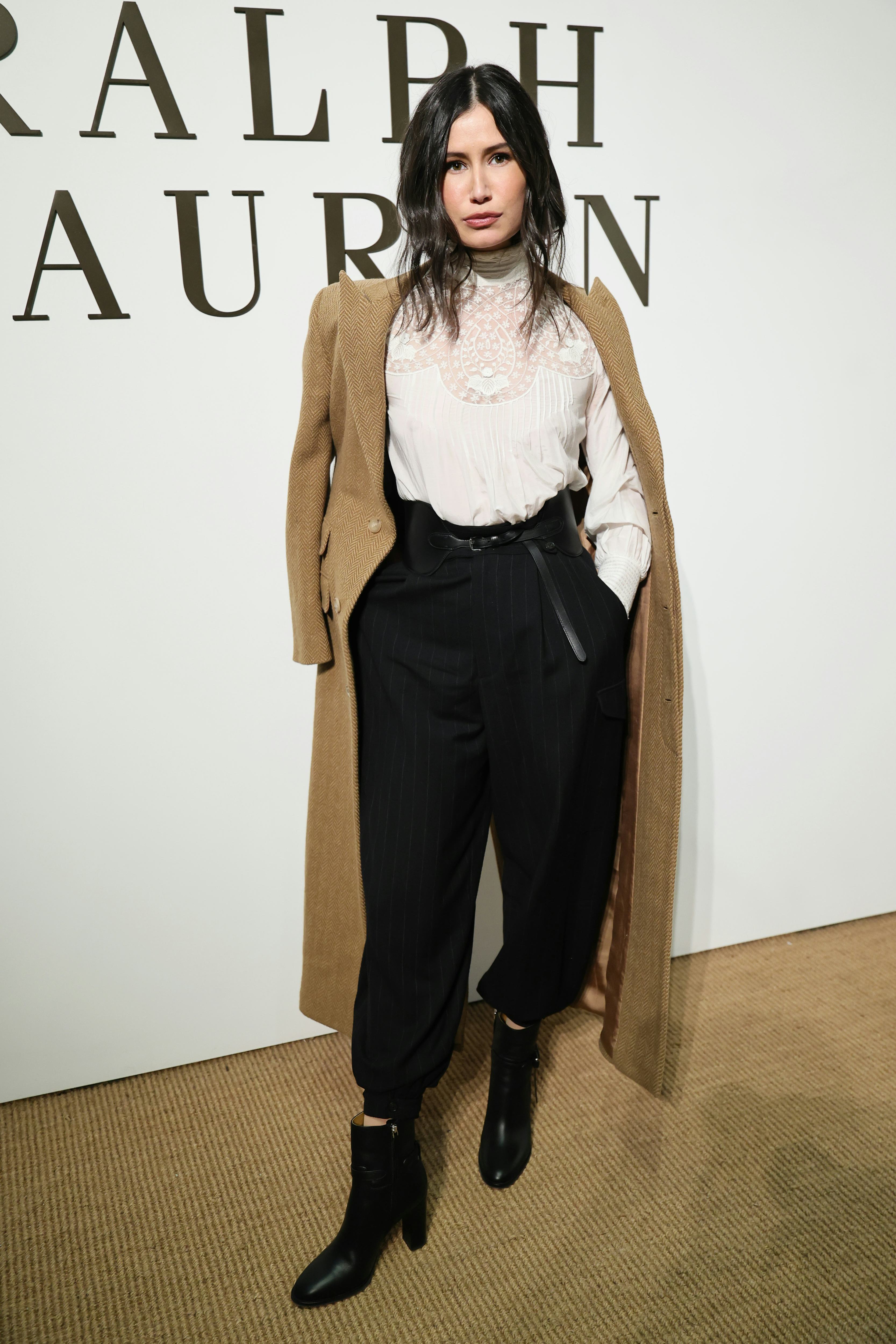 NEW YORK, NEW YORK - FEBRUARY 10: Delaney Rowe attends the Ralph Lauren fashion show during New York...