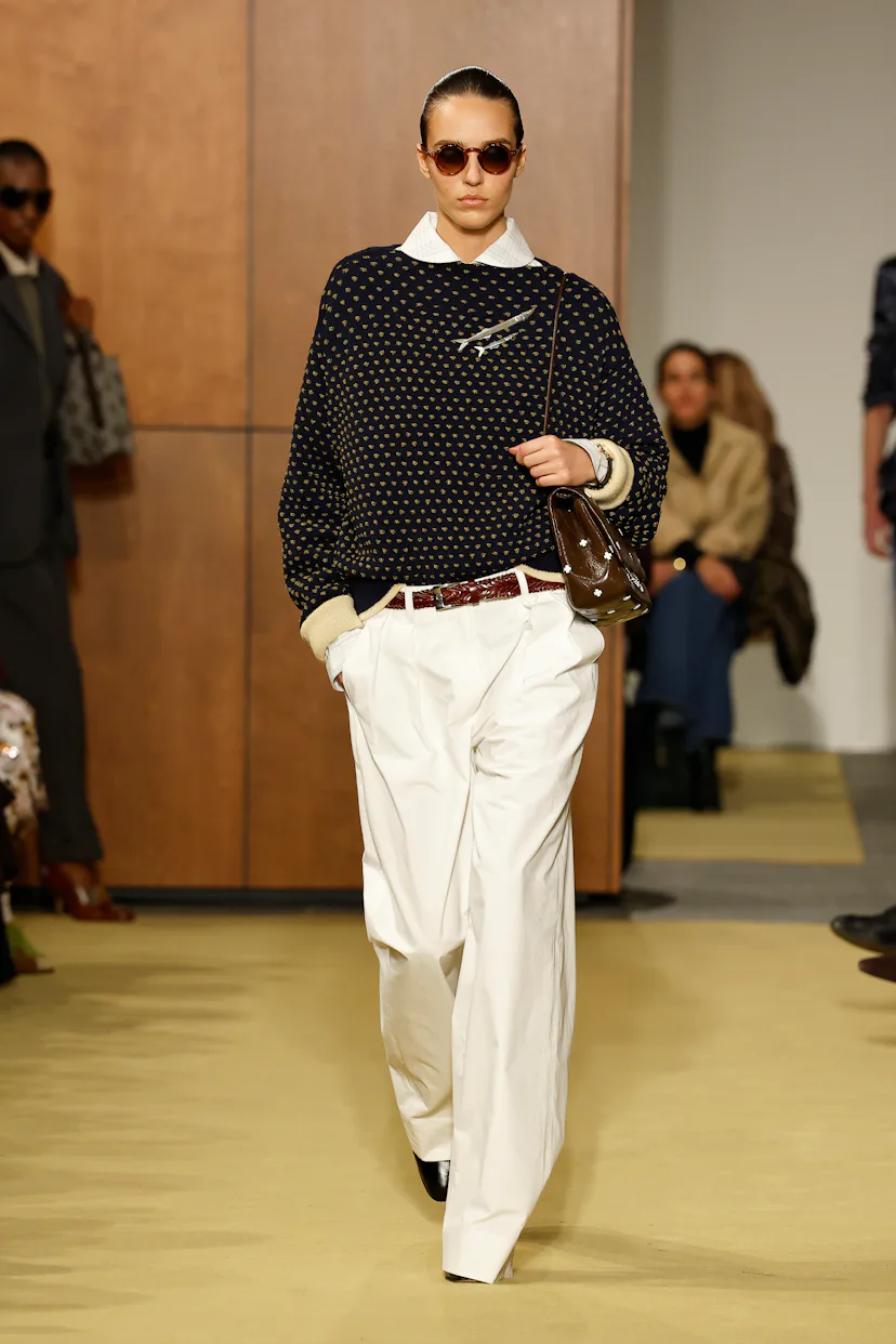 A model walks the runway at the Tory Burch show during the New York Fashion Week February 2026