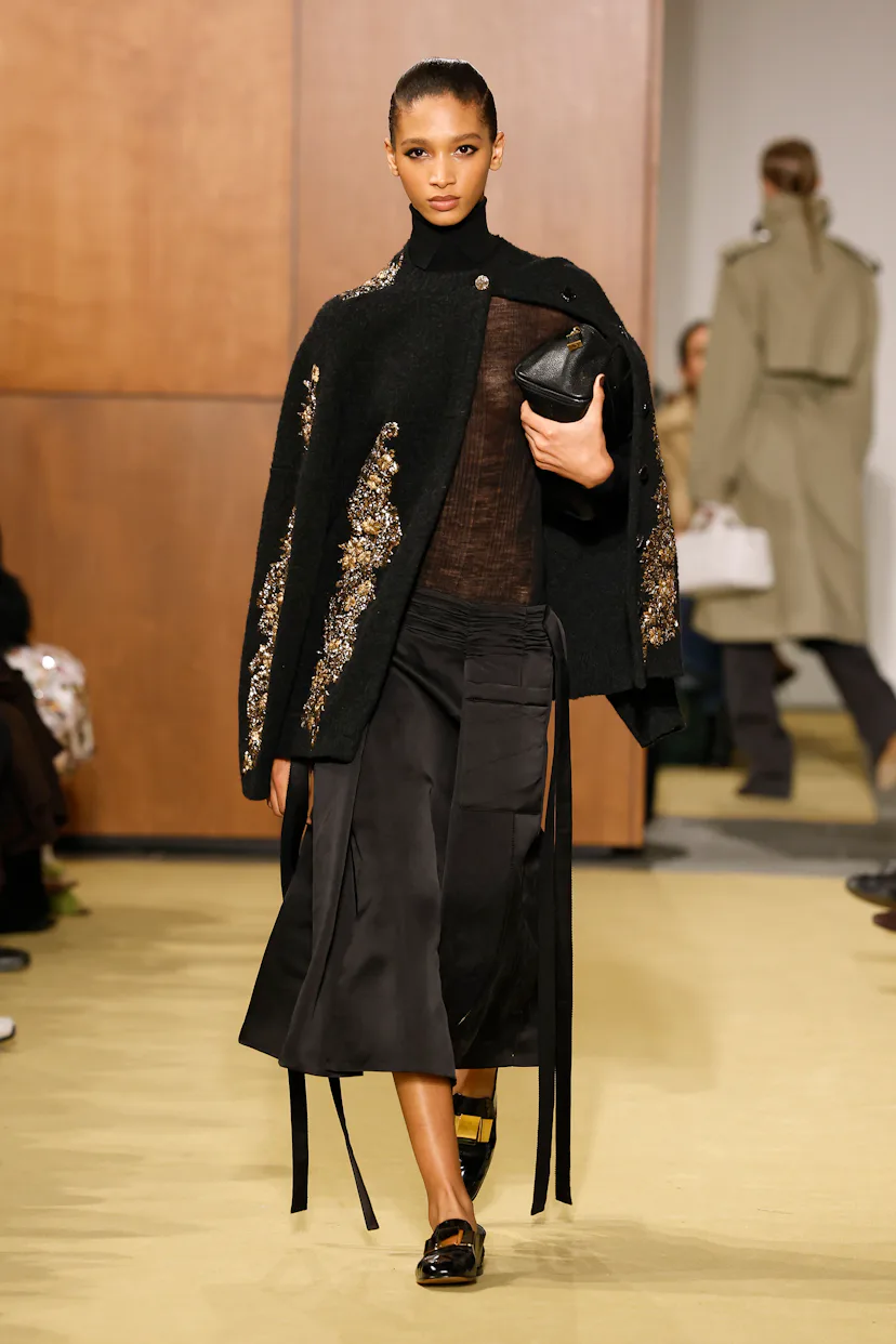 A model walks the runway at the Tory Burch show during the New York Fashion Week February 2026