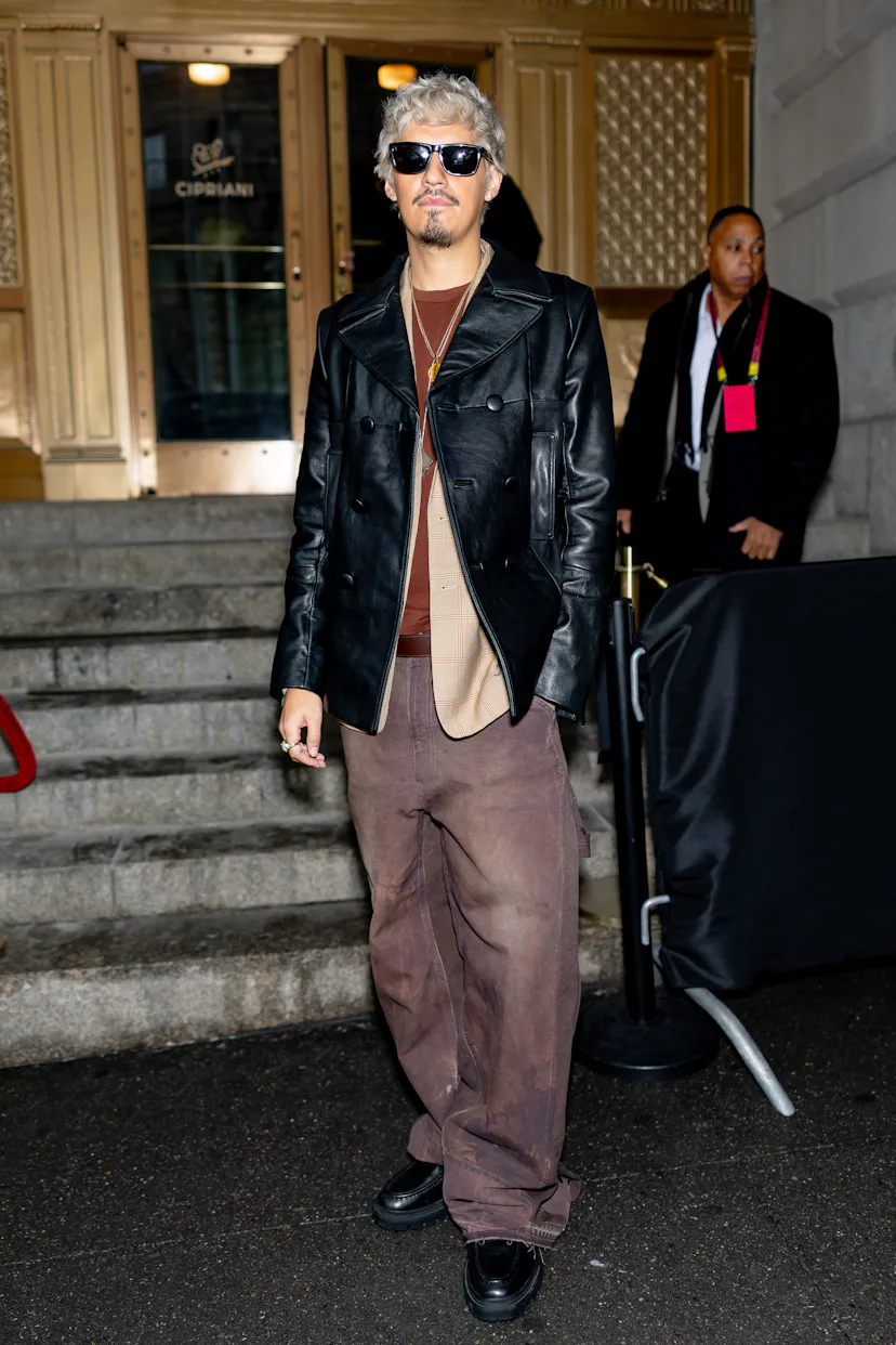NEW YORK, NEW YORK - FEBRUARY 11: Omar Apollo attends the Coach fashion show during New York Fashion...