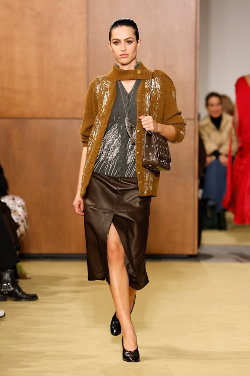 A model walks the runway at the Tory Burch show during the New York Fashion Week