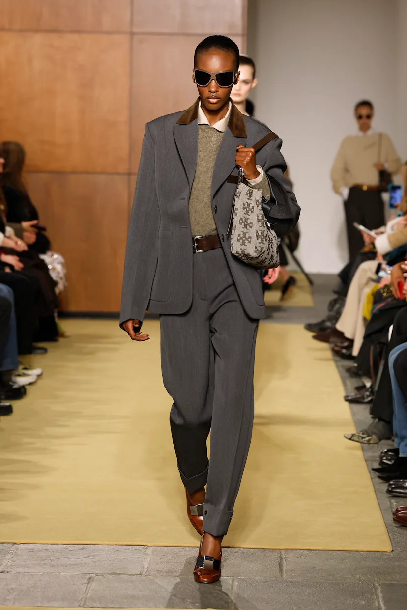 A model walks the runway at the Tory Burch show during the New York Fashion Week February 2026