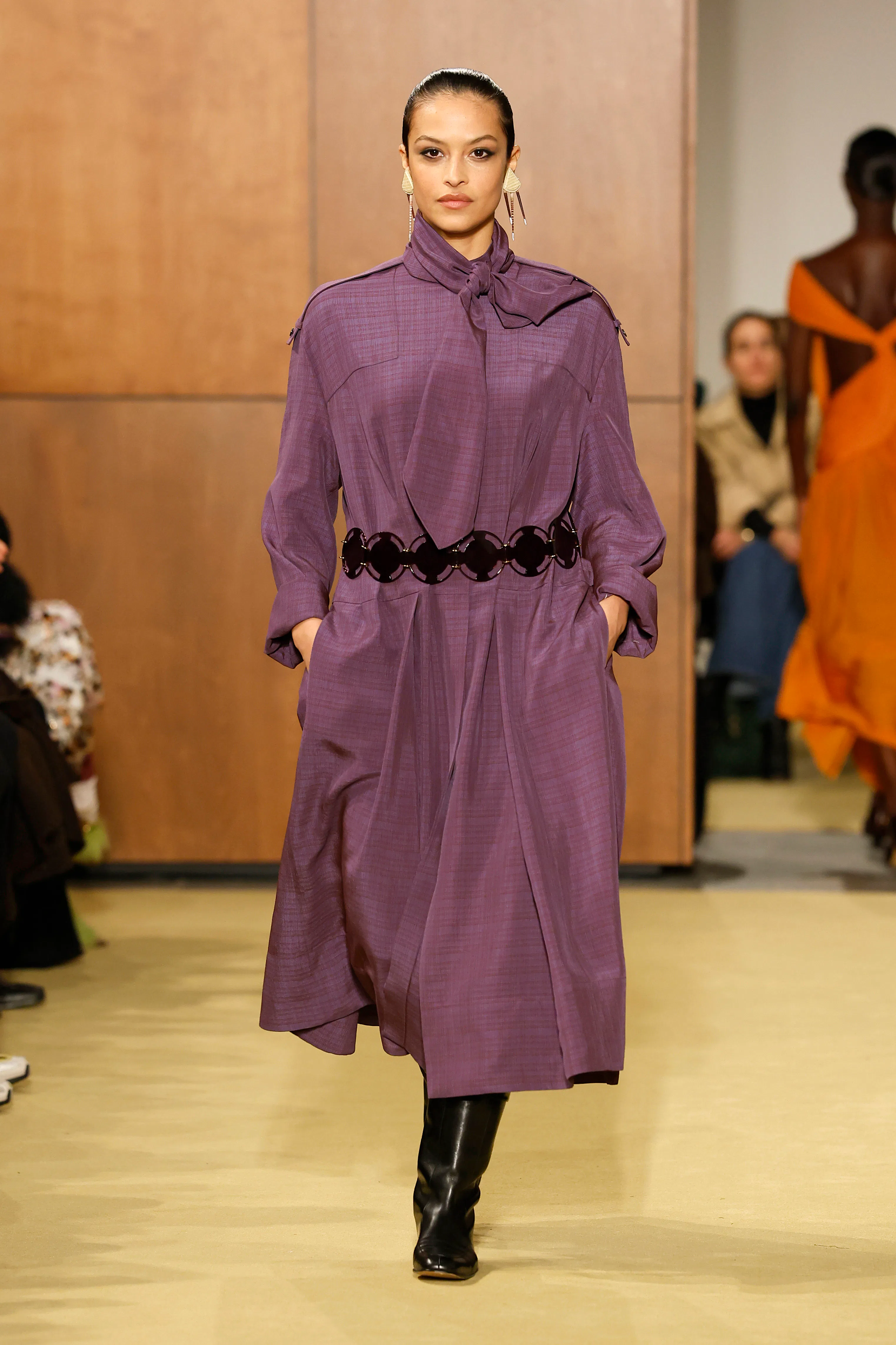 A model walks the runway at the Tory Burch show during the New York Fashion Week February 2026