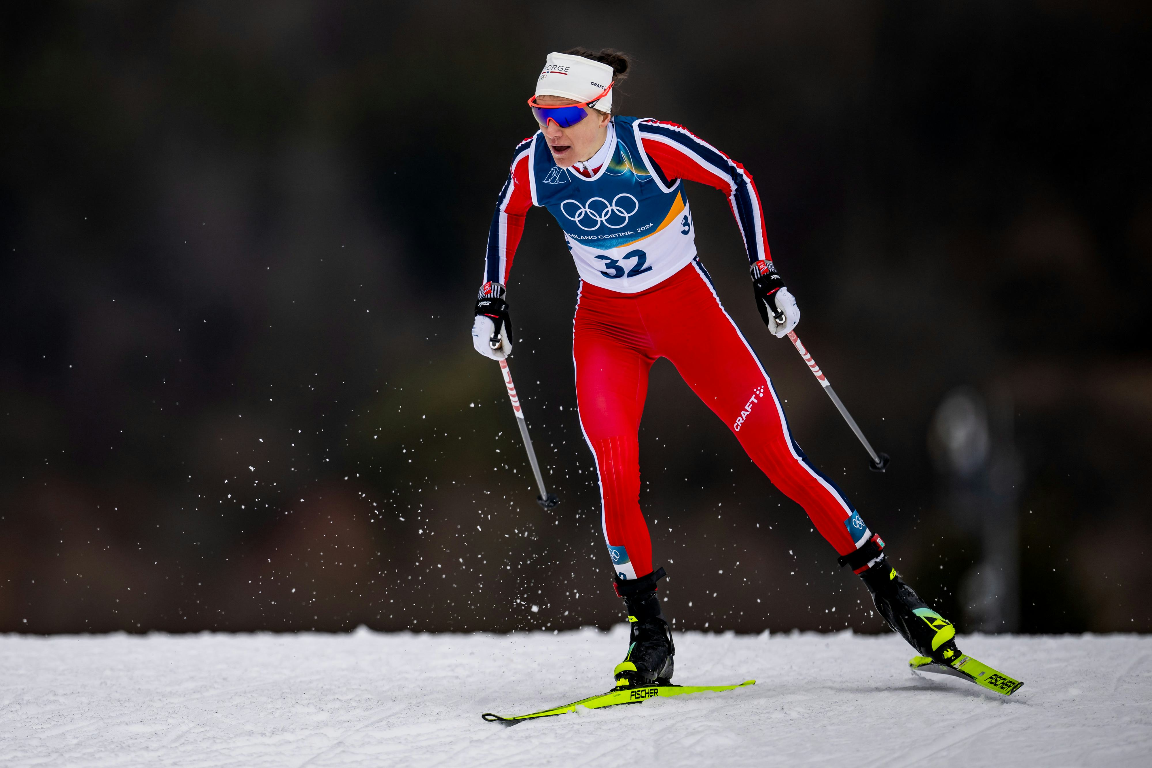 VAL DI FIEMME, ITALY - FEBRUARY 12: Heidi Weng of Team Norway competes during the Women's 10km Inter...