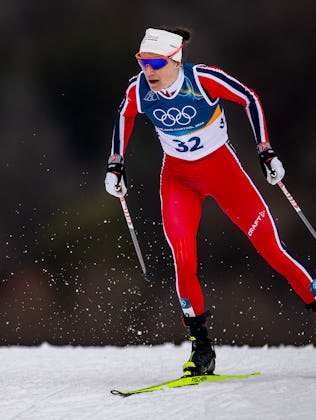 VAL DI FIEMME, ITALY - FEBRUARY 12: Heidi Weng of Team Norway competes during the Women's 10km Inter...