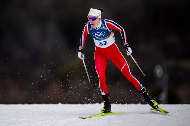 VAL DI FIEMME, ITALY - FEBRUARY 12: Heidi Weng of Team Norway competes during the Women's 10km Inter...