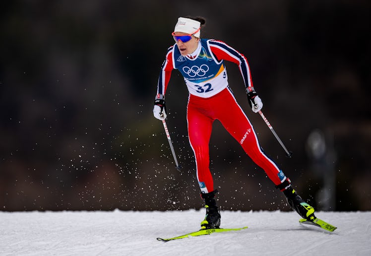 VAL DI FIEMME, ITALY - FEBRUARY 12: Heidi Weng of Team Norway competes during the Women's 10km Inter...
