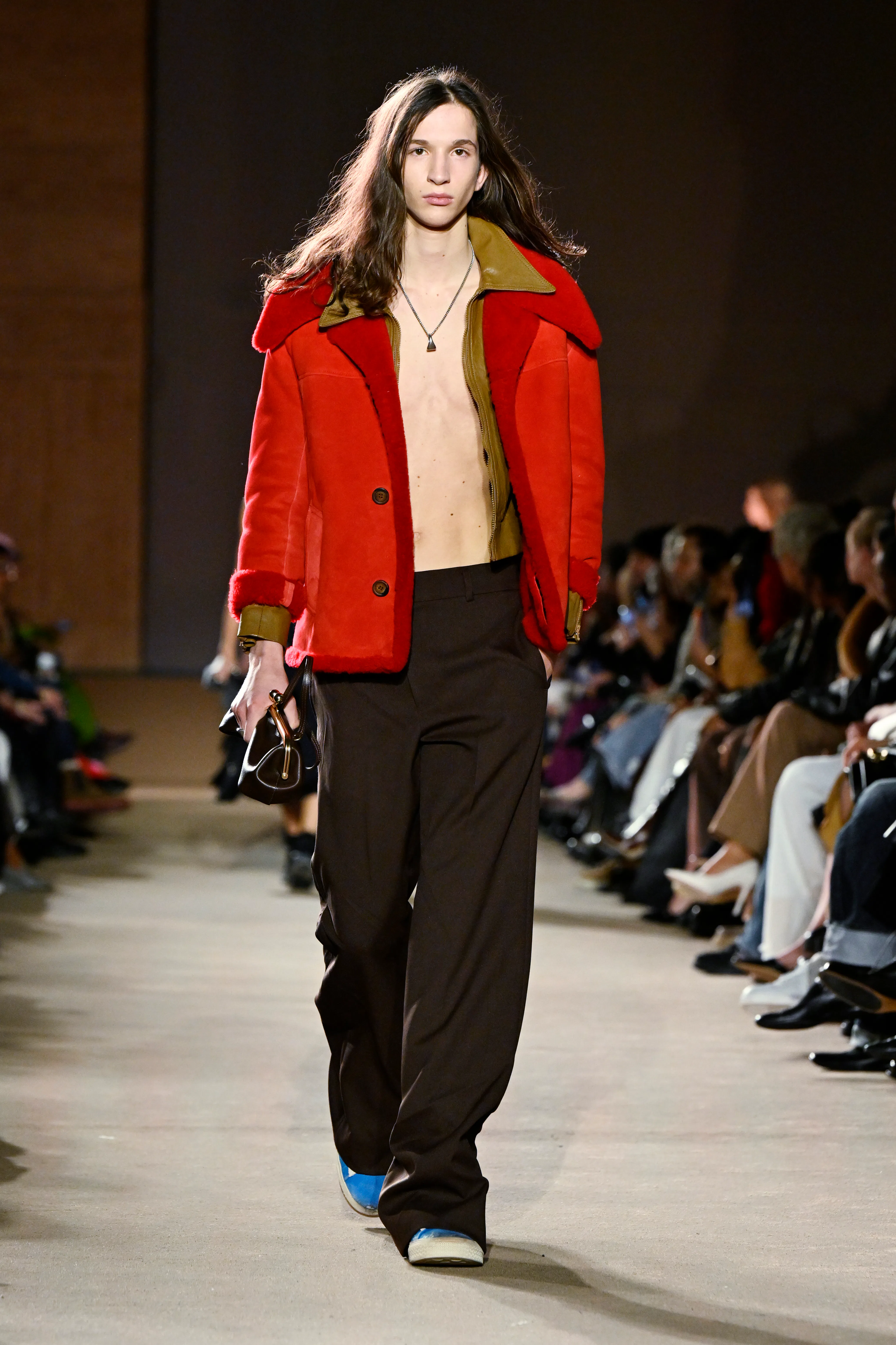 Model on the runway at the Coach fashion show as part of RTW Fall 2026