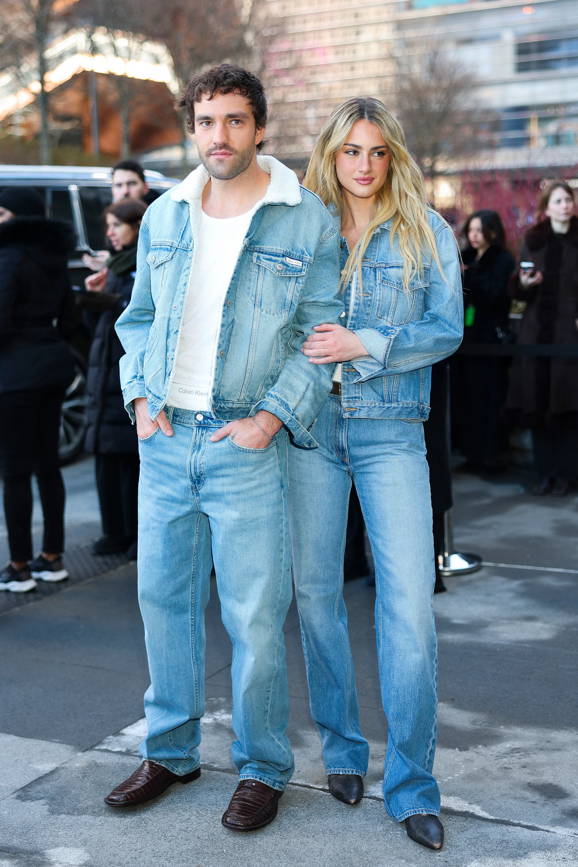 Jackson White and Grace Van Patten attend Calvin Klein fashion show at the Shed in Hudson Yards
