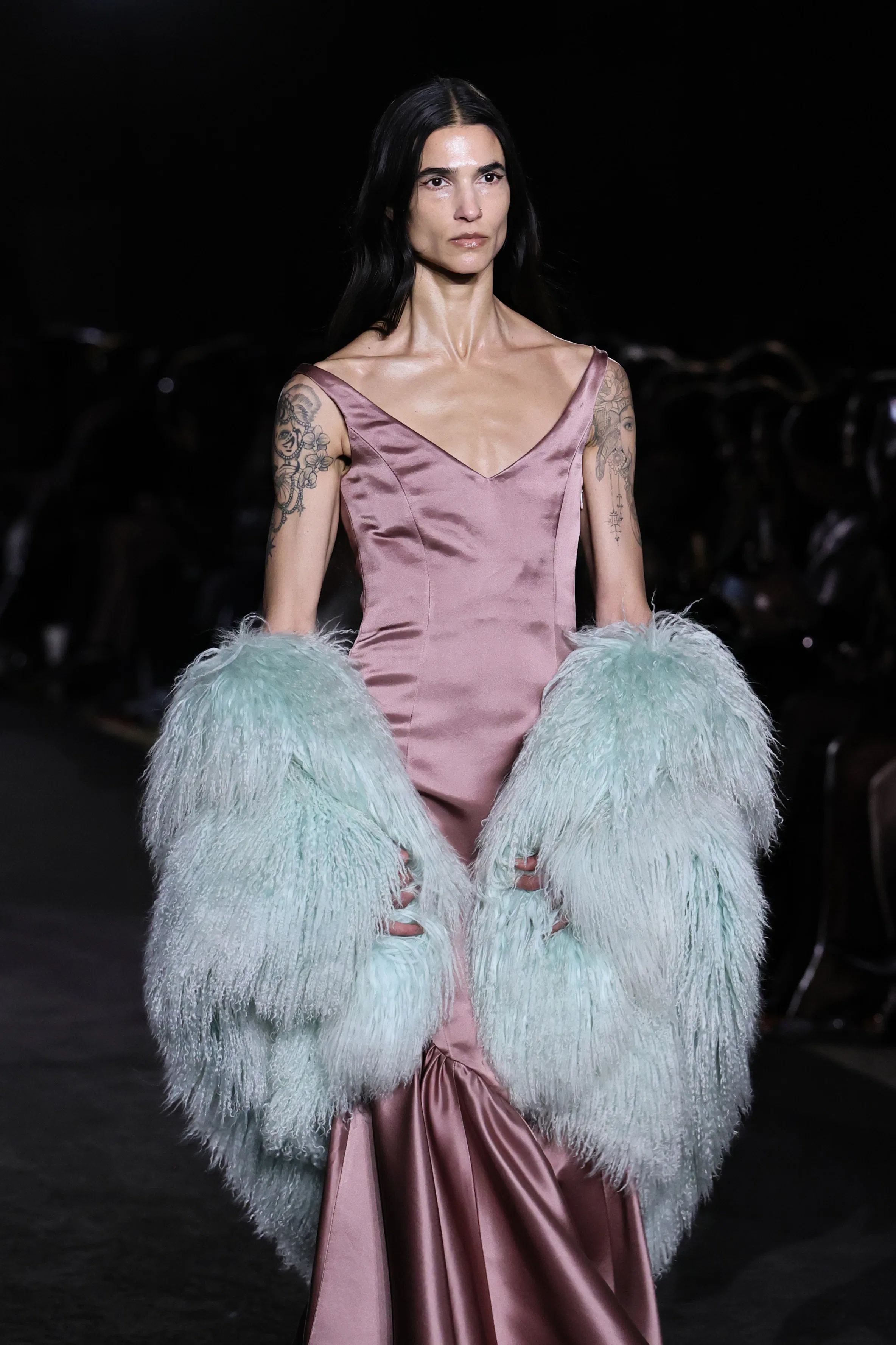 A model walks the runway for the Prabal Gurung fashion show 