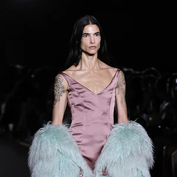 A model walks the runway for the Prabal Gurung fashion show