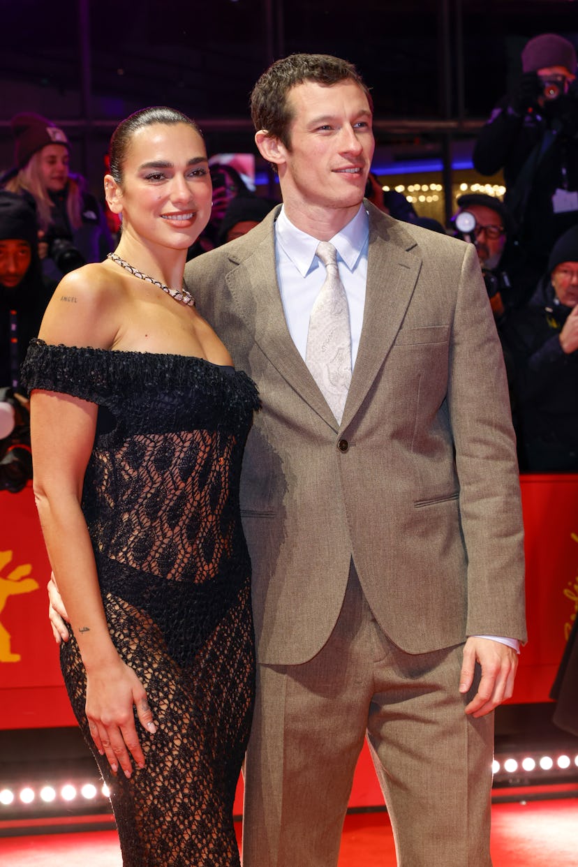 Singer Dua Lipa and British actor Callum Turner attend the Rosebush Pruning premiere during the 76th...
