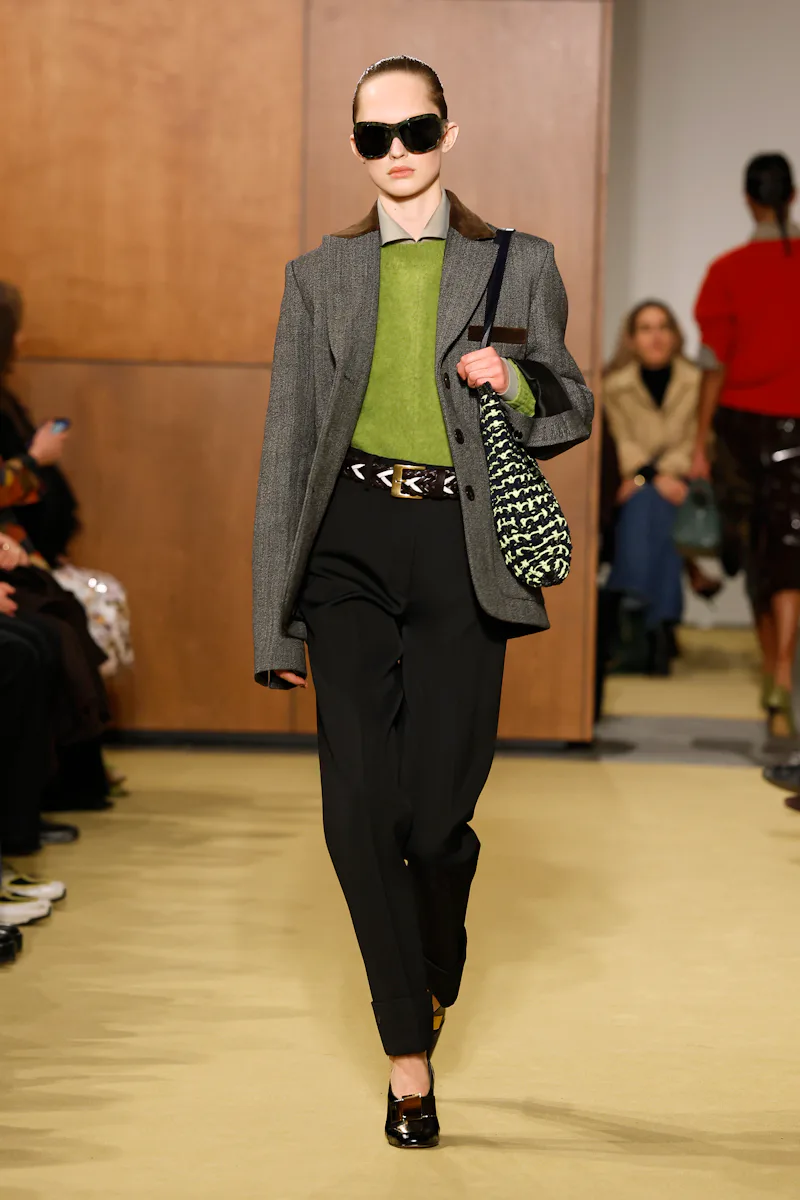 NEW YORK, NEW YORK - FEBRUARY 11: A model walks the runway at the Tory Burch show during the New Yor...