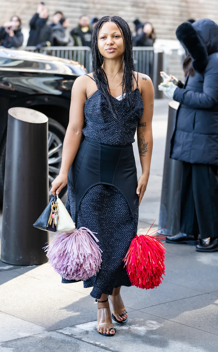 NEW YORK, NEW YORK - FEBRUARY 13: Actress Myha'la Herrold attends the Calvin Klein fashion show duri...