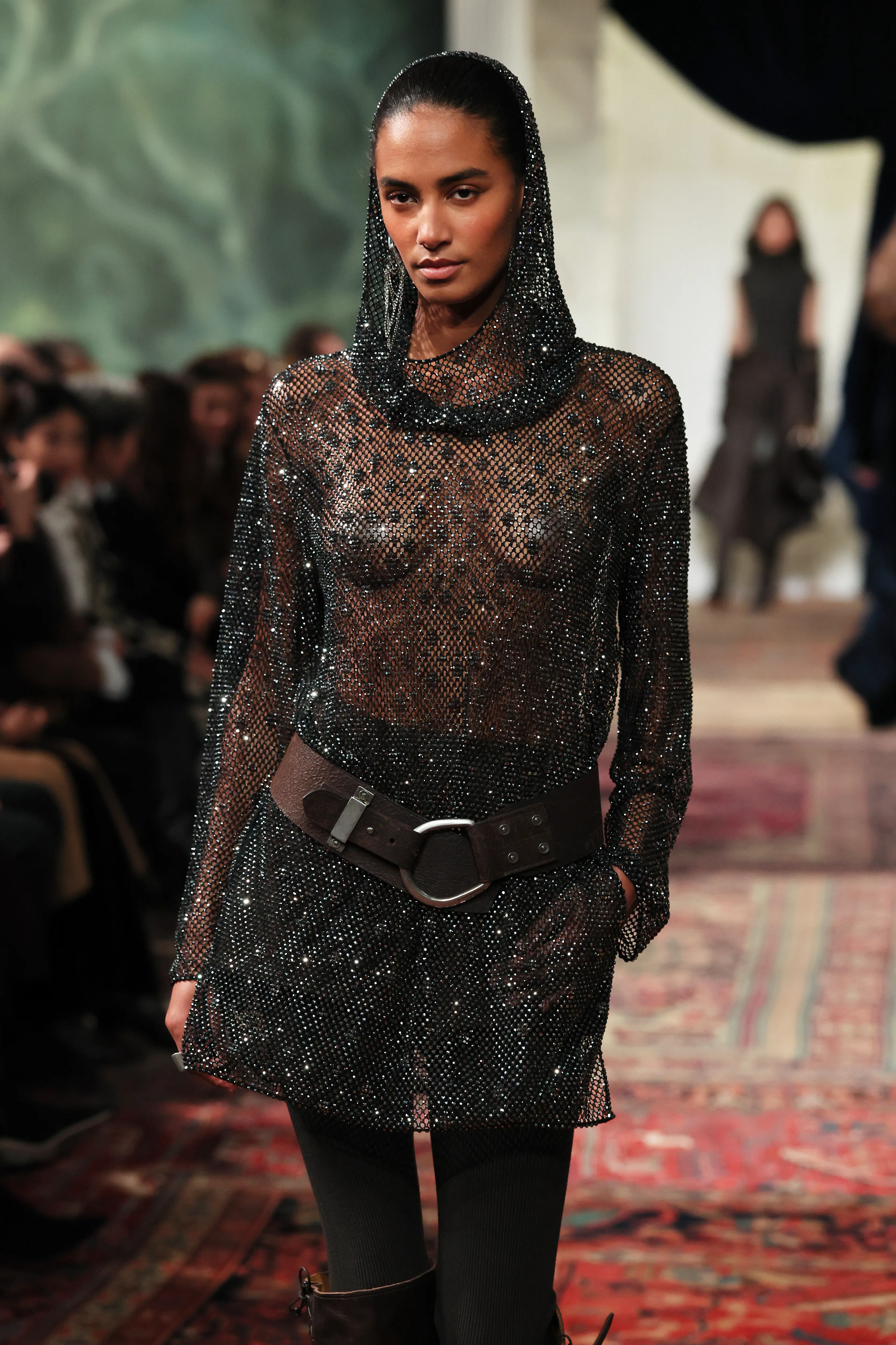 Sacha Quenby walks the runway for the Ralph Lauren fashion show