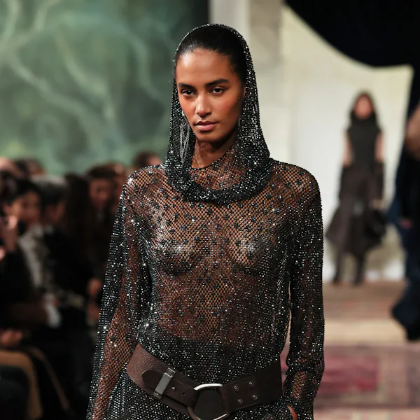 Sacha Quenby walks the runway for the Ralph Lauren fashion show