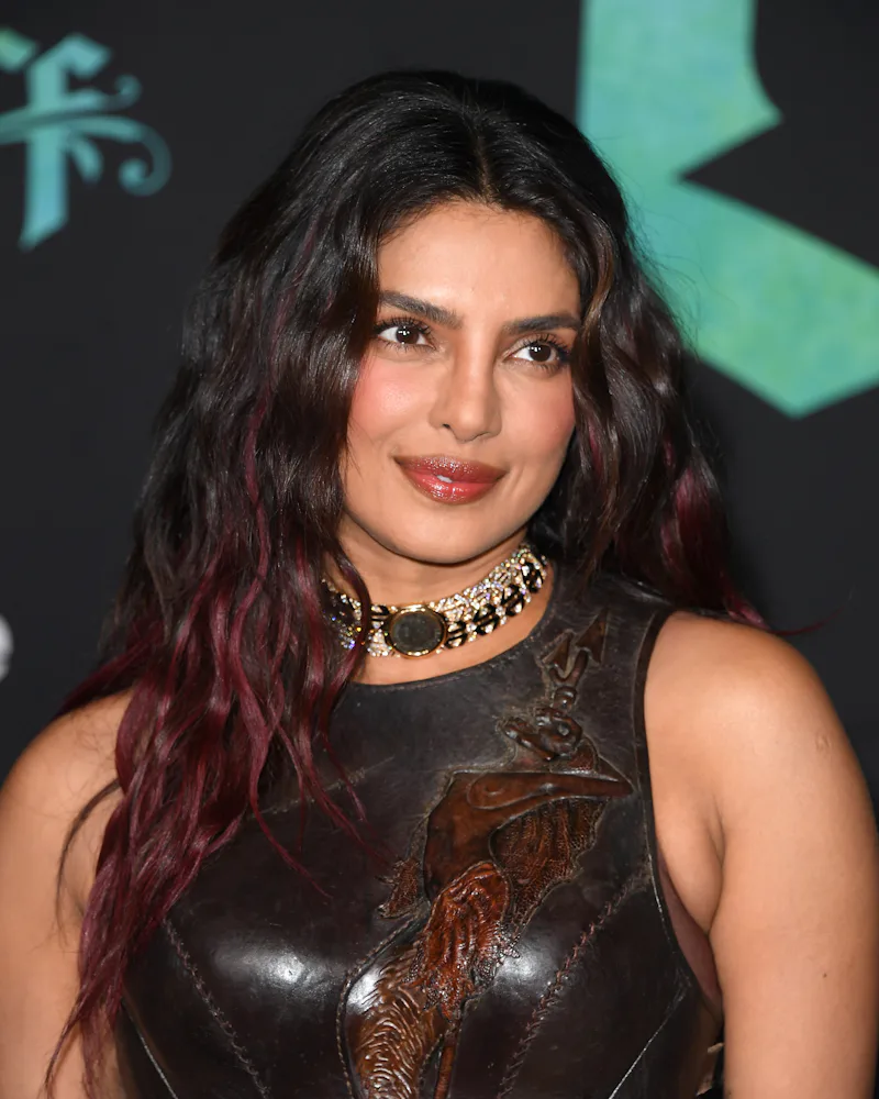 Priyanka Chopra with wine red highlights
