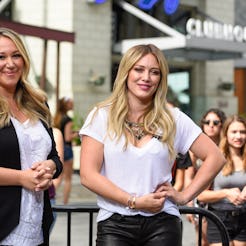 UNIVERSAL CITY, CA - AUGUST 06: Haylie Duff (L) and Hilary Duff visit "Extra" at Universal Studios ...