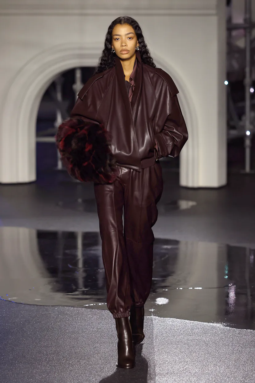 A model walks the runway at the Burberry show during London Fashion Week February 2026