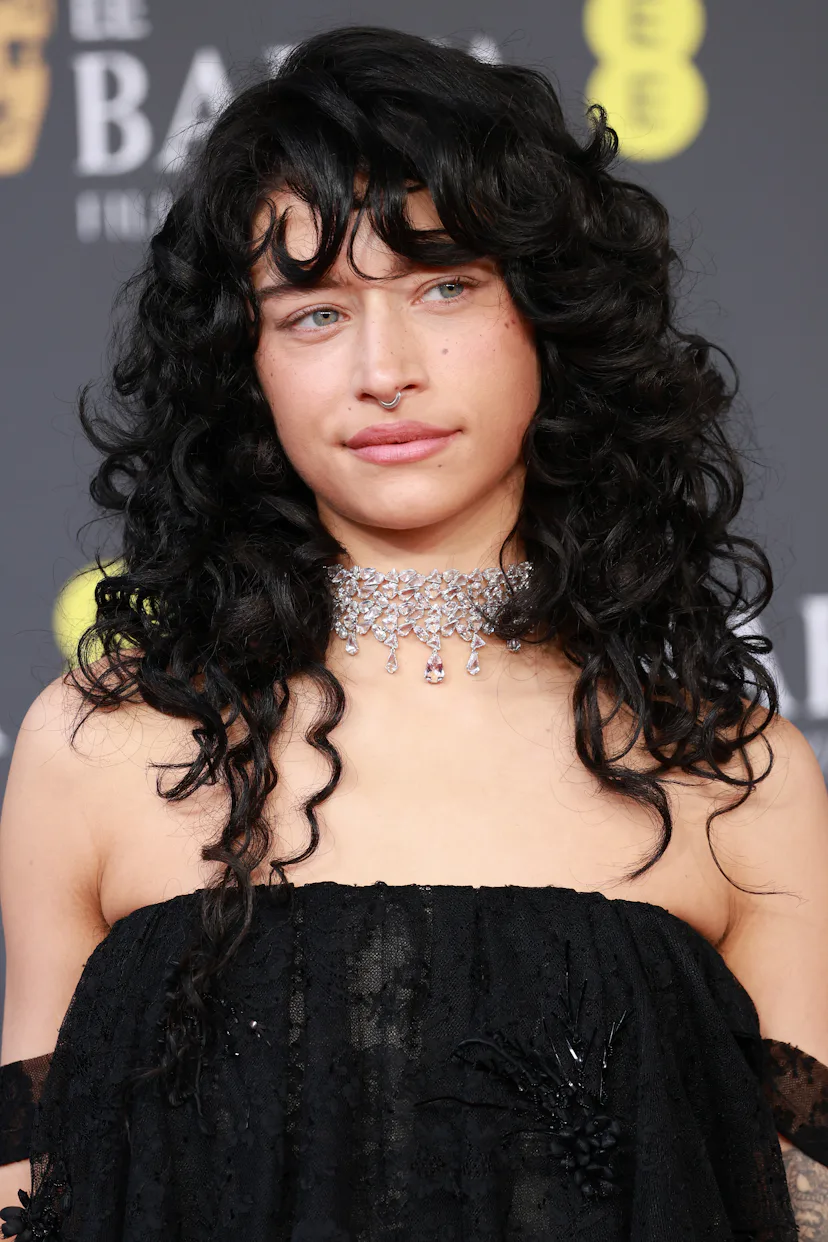 Odessa A'zion with a soft neutral pink lip