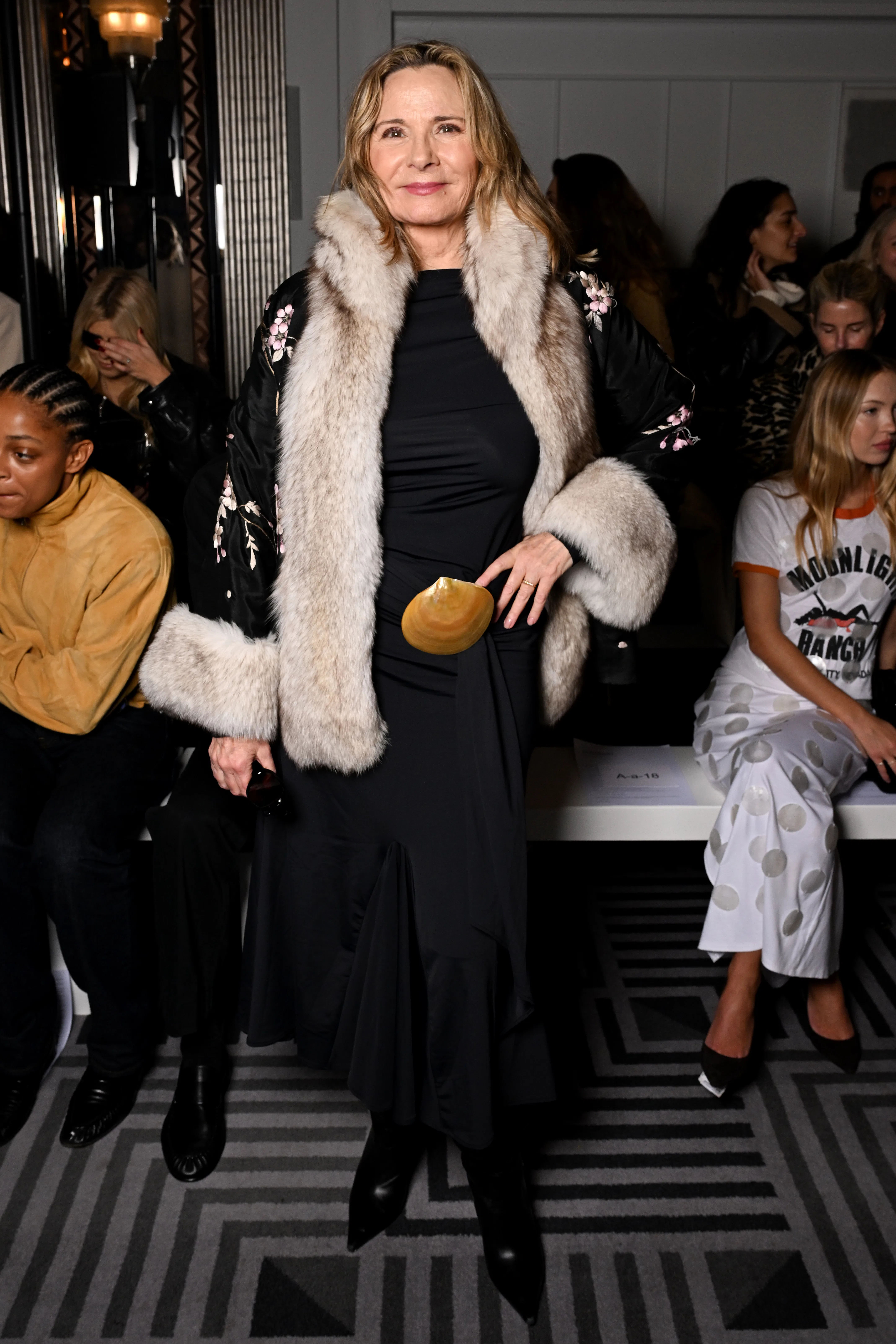 LONDON, ENGLAND - FEBRUARY 23: Kim Cattrall attends the Conner Ives show during London Fashion Week ...
