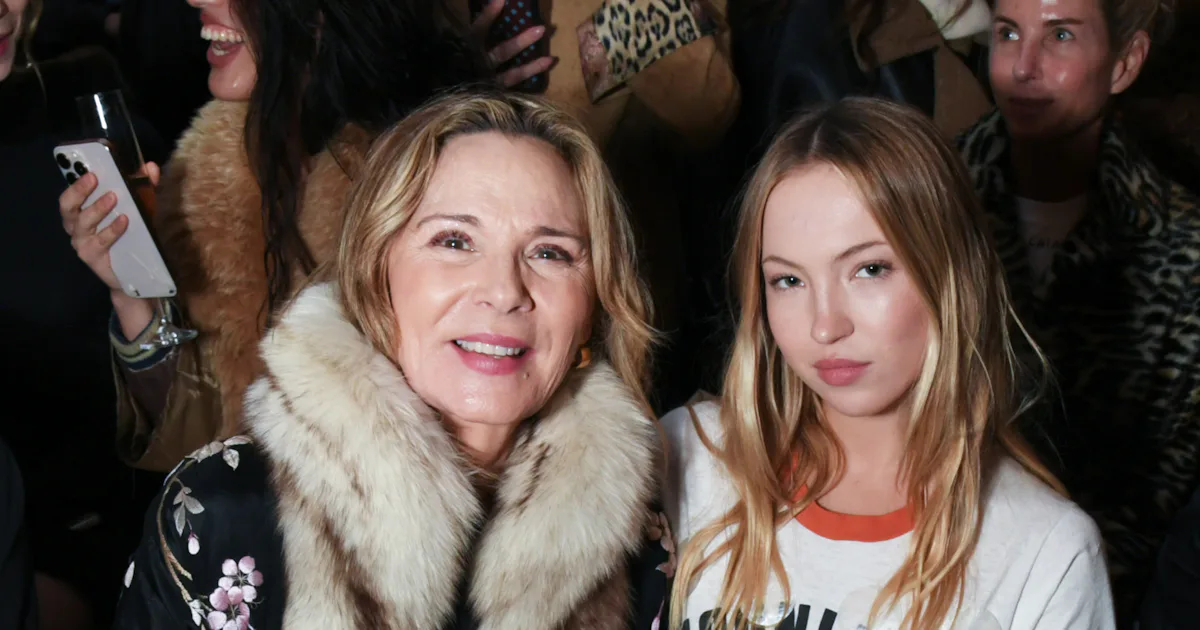 Kim Cattrall Borrows Kate Moss’s Coat and Her Daughter Lila