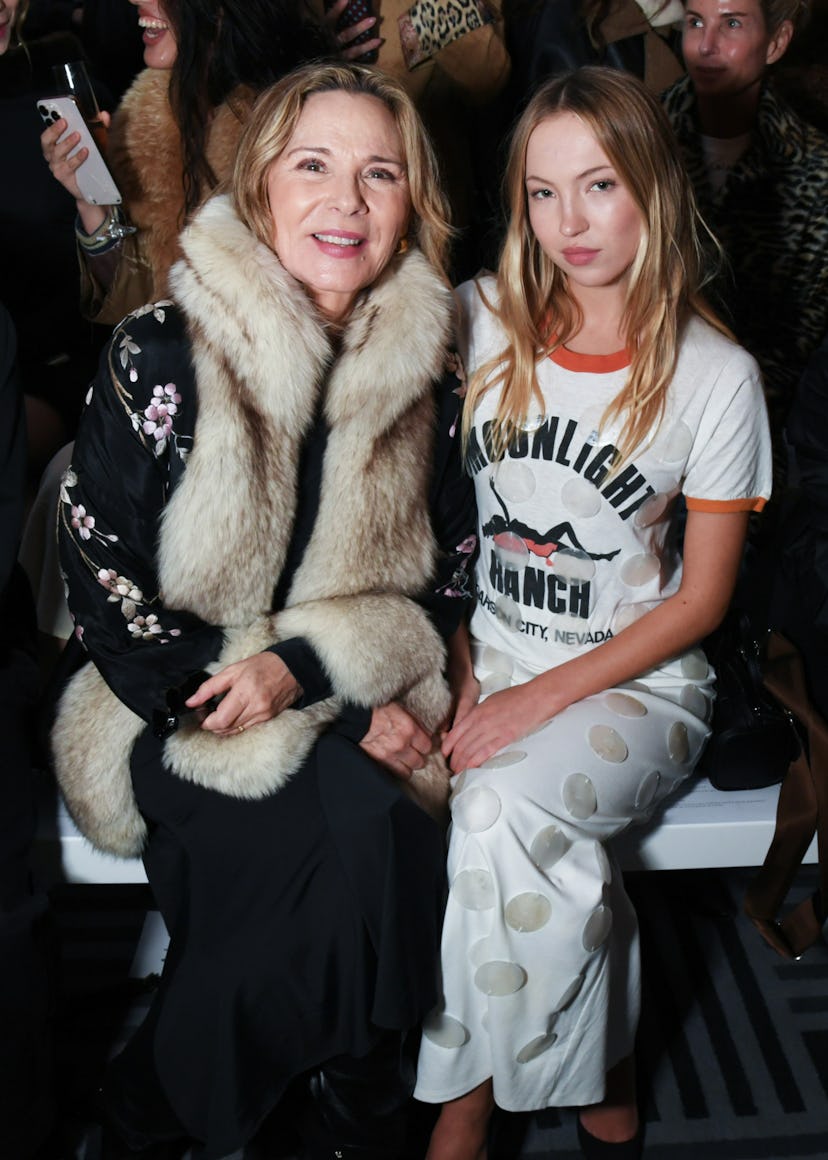 Kim Cattrall (L) and Lila Moss attend the Conner Ives show during London Fashion Week February 2026 ...
