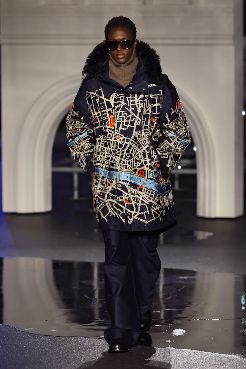 A model walks the runway at the Burberry show during London Fashion Week February 2026