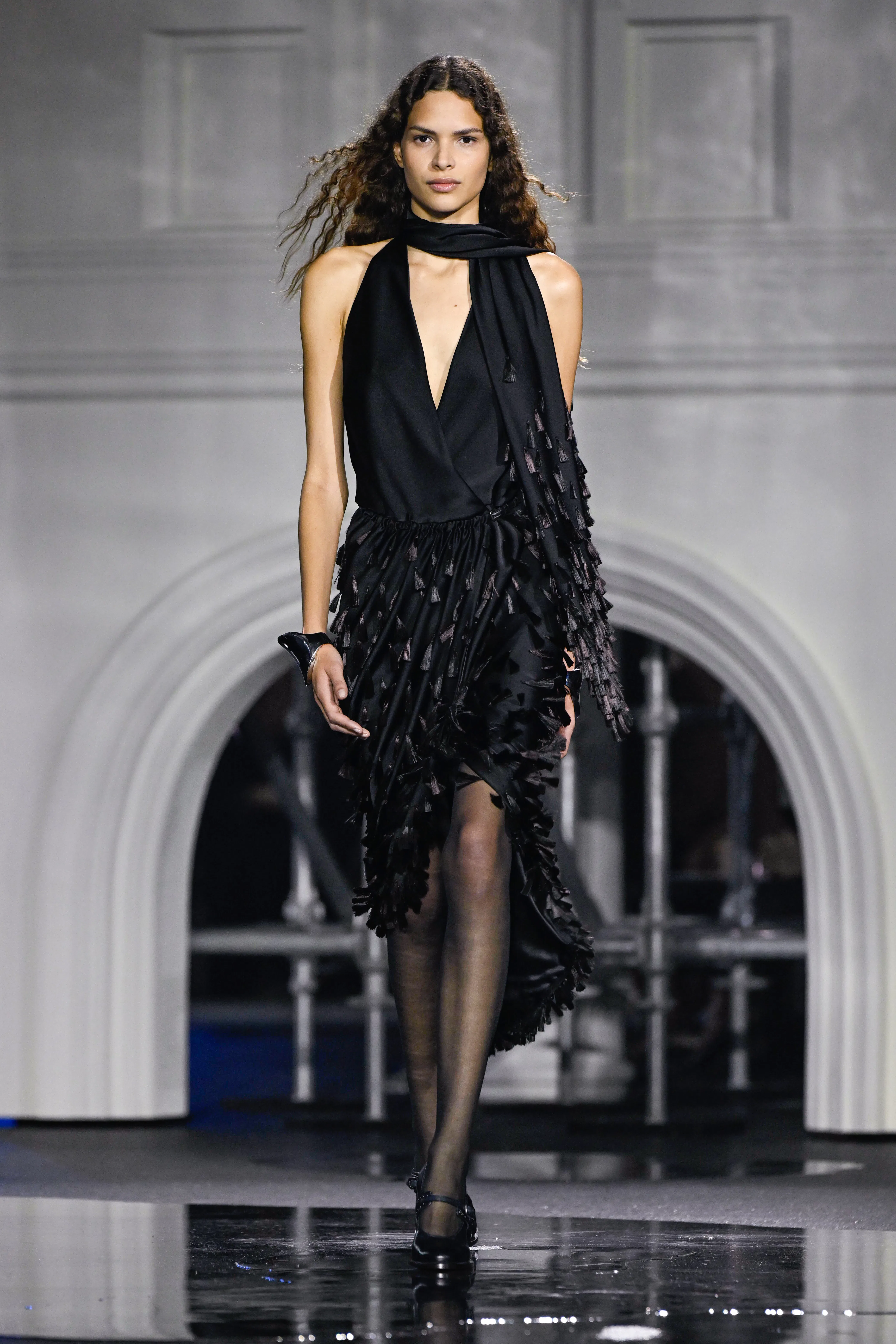 Model on the runway at the Burberry fashion show as part of London Fashion Week Fall 2026 