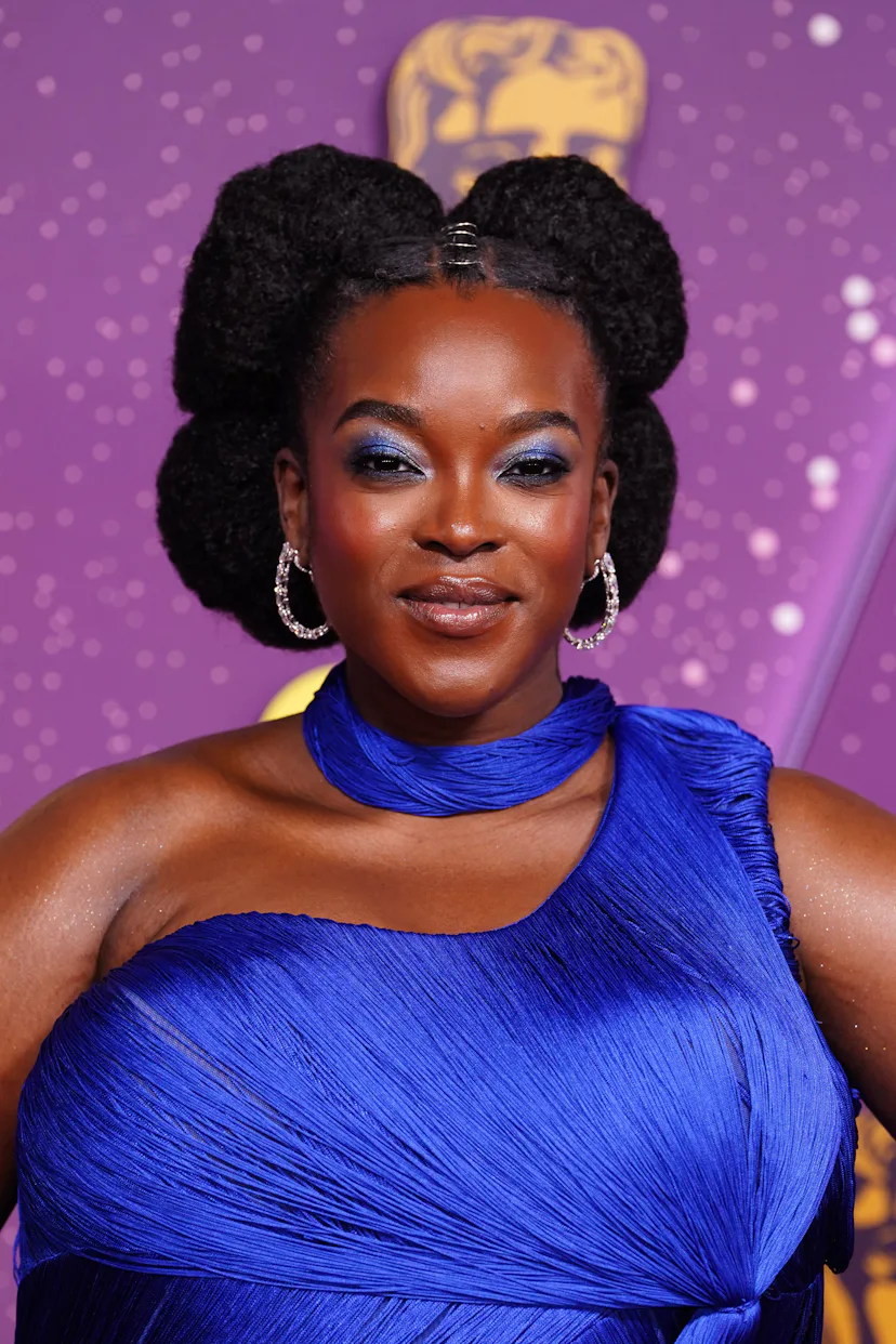 Wunmi Mosaku with sapphire blue eyeshadow
